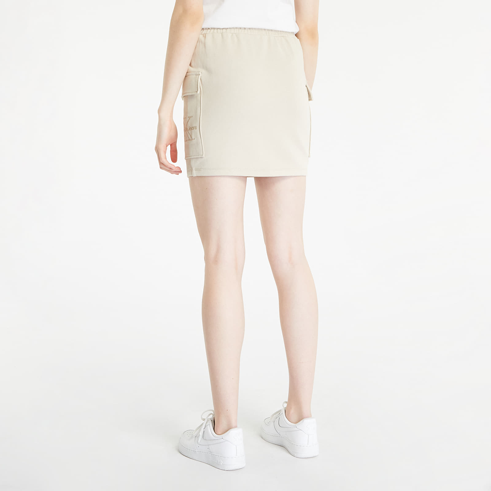 Skirts CALVIN KLEIN JEANS Embroidered Monologo Straight Skirt Beige