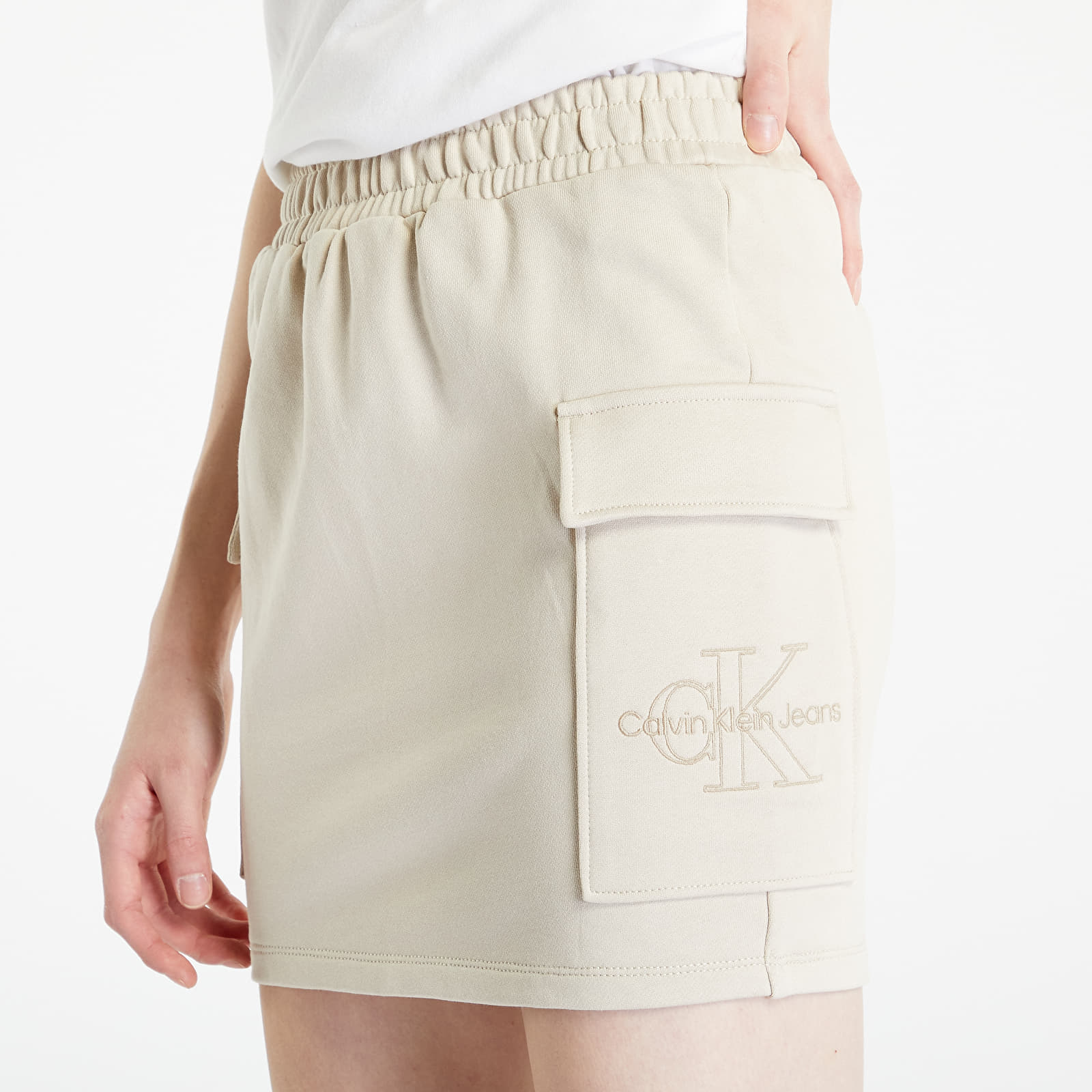 Skirts CALVIN KLEIN JEANS Embroidered Monologo Straight Skirt Beige