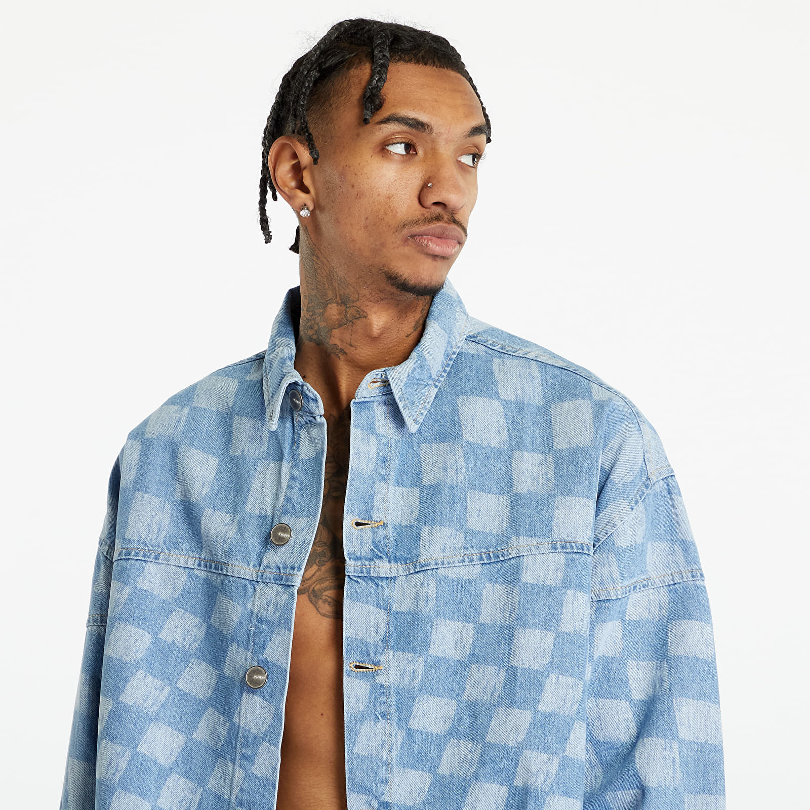 Plaid denim discount jacket mens