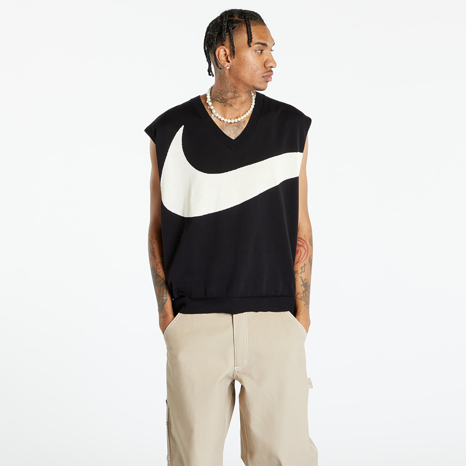 Vesty Nike Swoosh Men's Sweater Vest Black/ Coconut Milk
