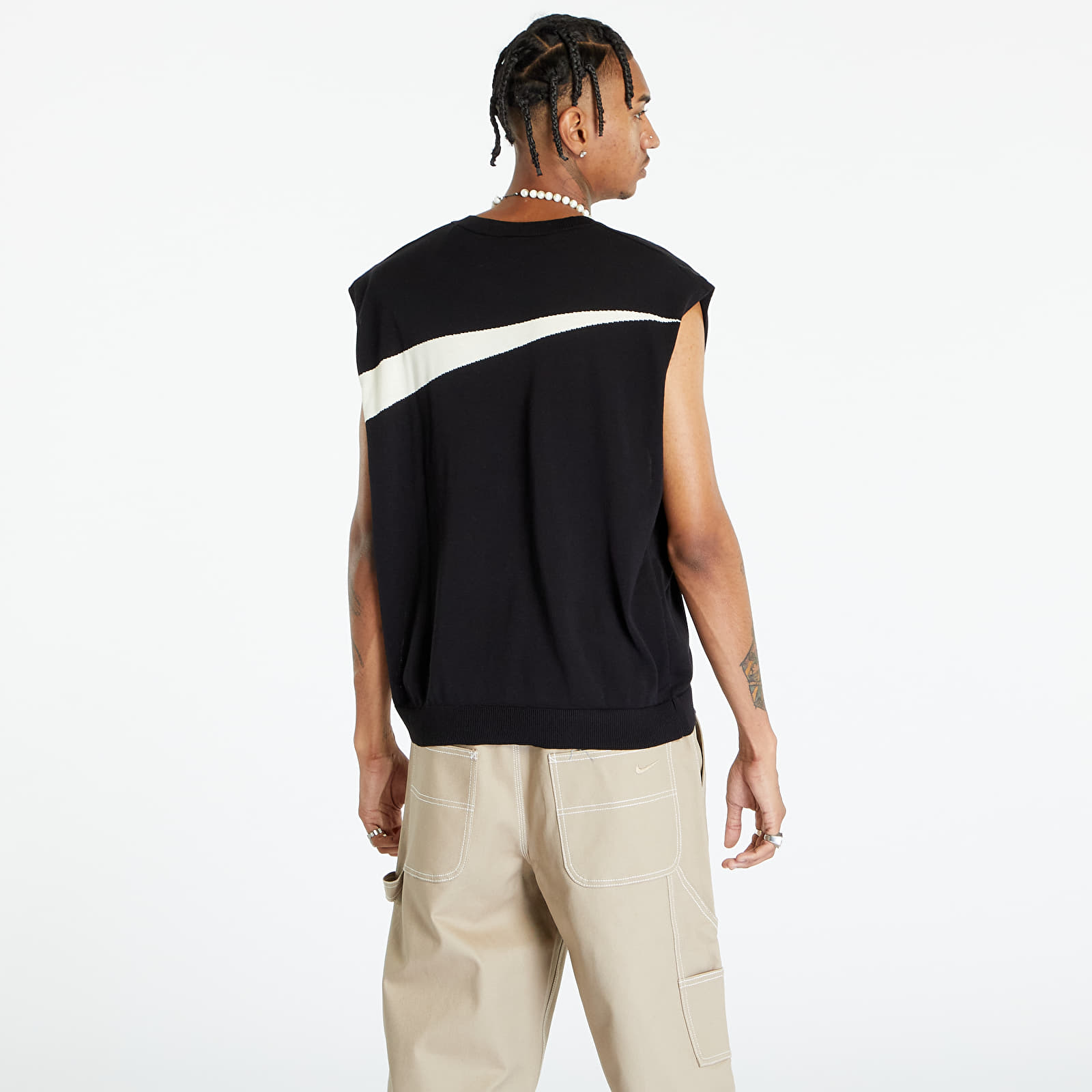 Vests Nike Swoosh Men's Sweater Vest Black/ Coconut Milk | Queens