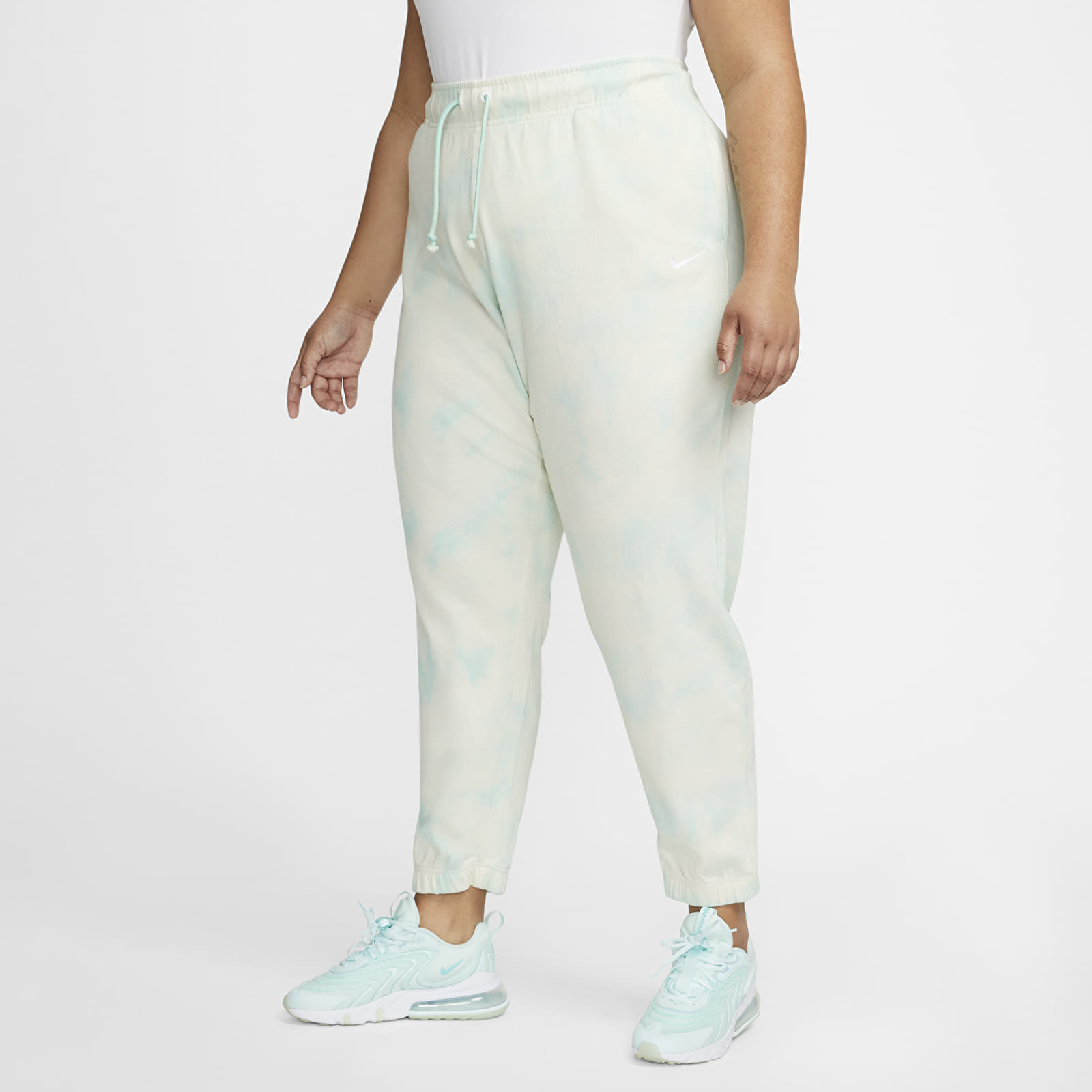Jogginghosen Nike Sportswear Cloud-Dye Jersey Medium-Rise Joggers Plus Size Mint Foam/ White