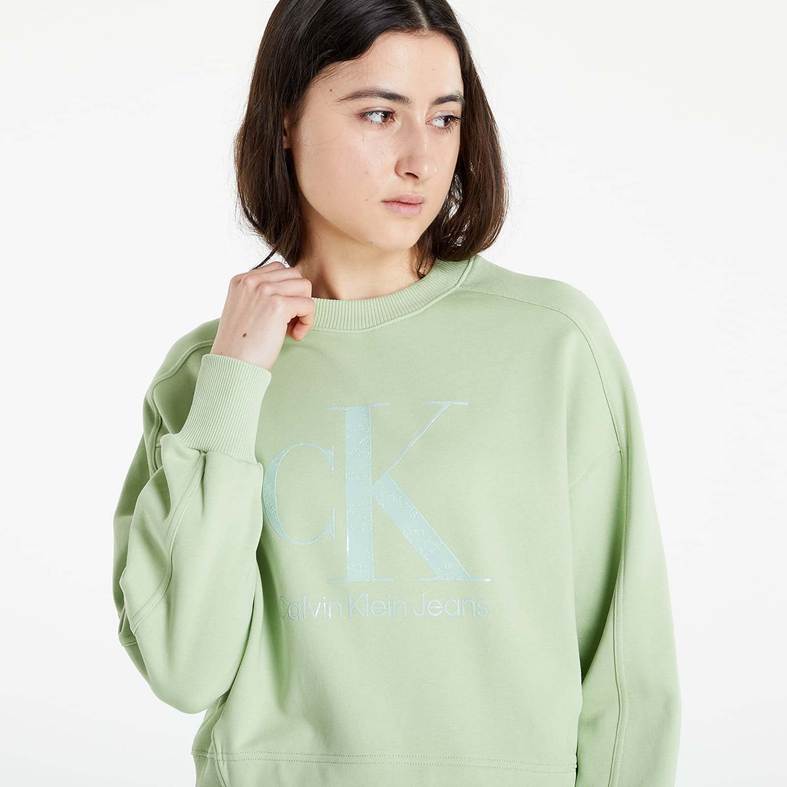 Hoodies and sweatshirts CALVIN KLEIN JEANS Calvin Klein Jeans Gel Monogram  Crewneck Jaded Green