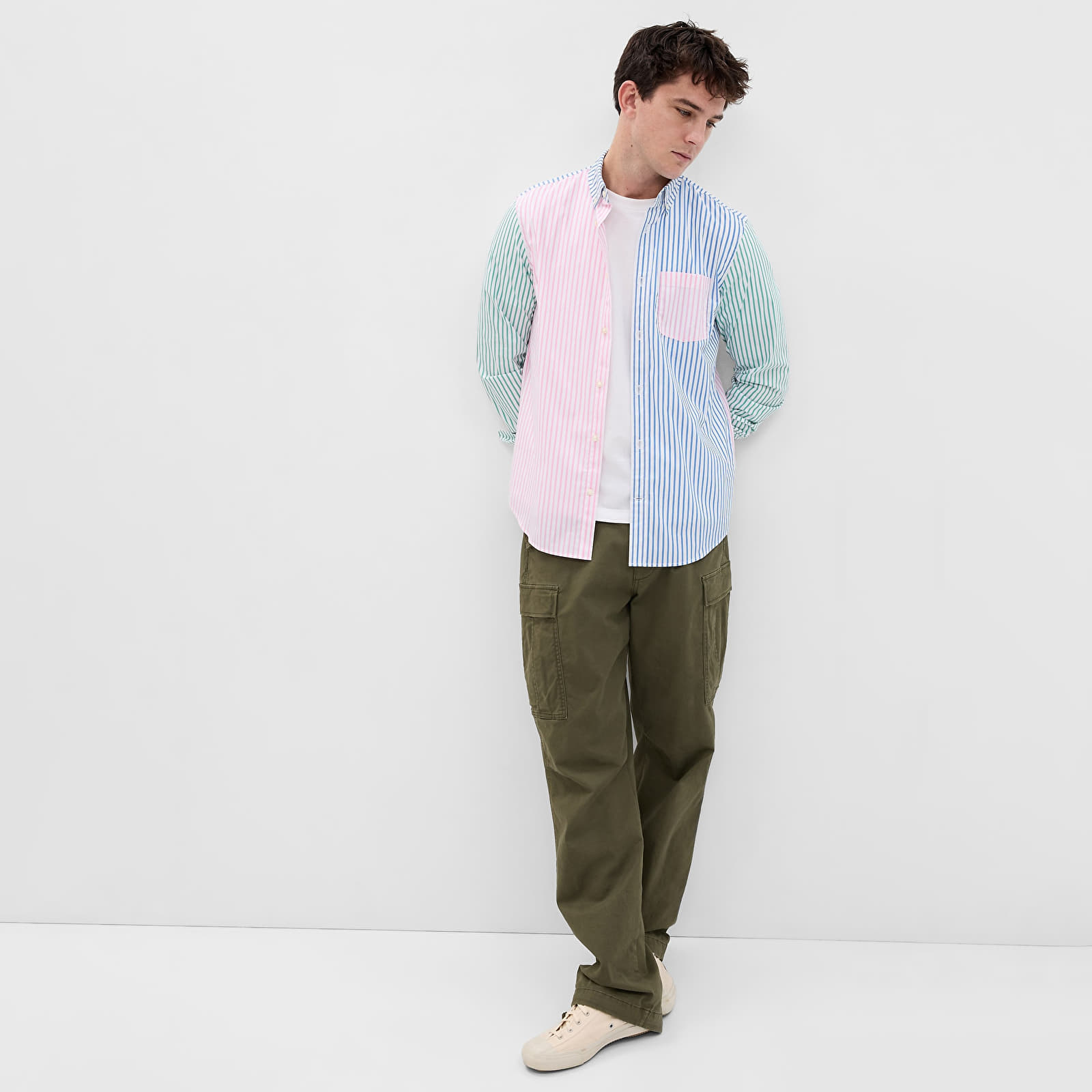 Košele GAP Ls Ecocoolmax Poplin Soft Multi Stripe