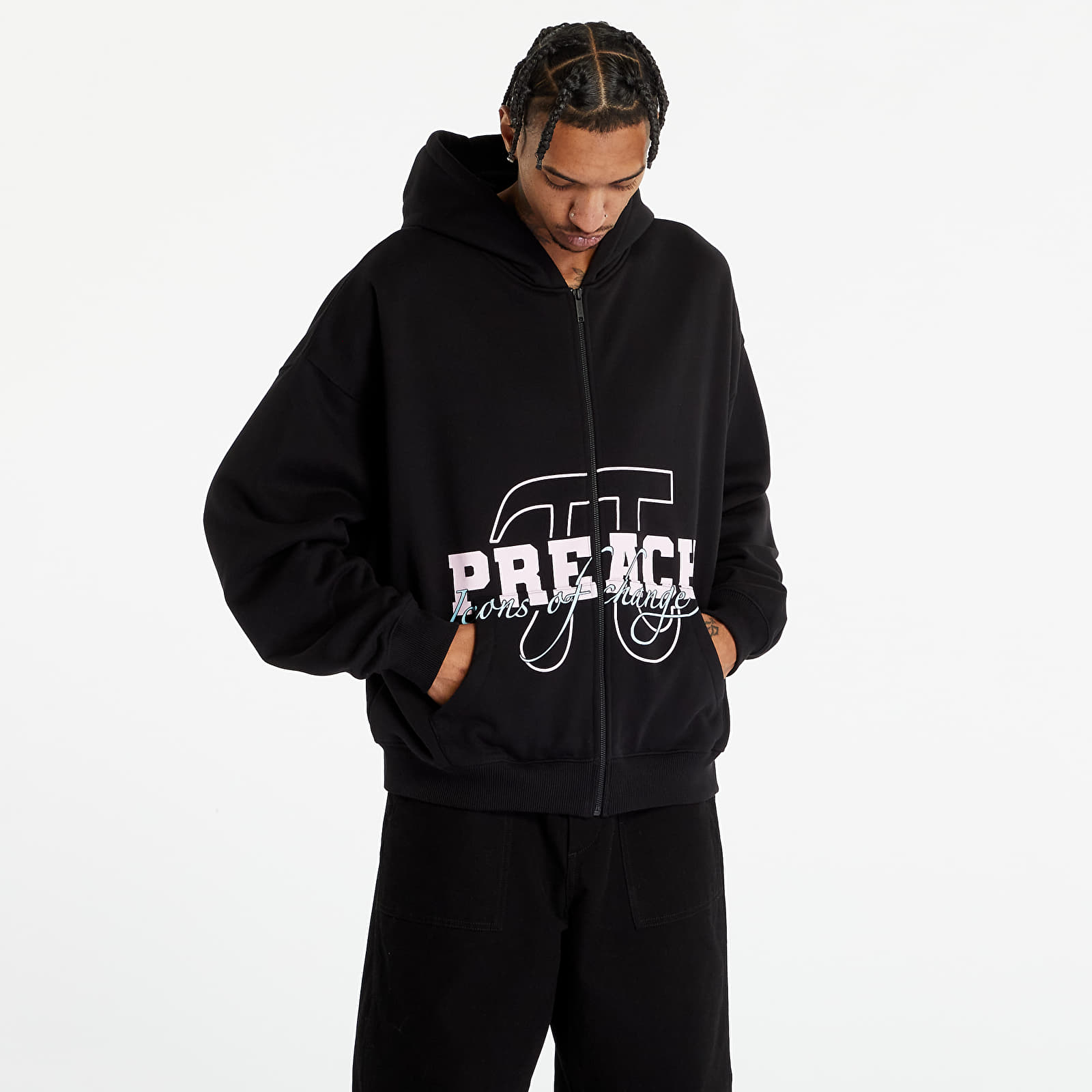 Sweatshirts PREACH Varsity Zip Hoody Washed Black