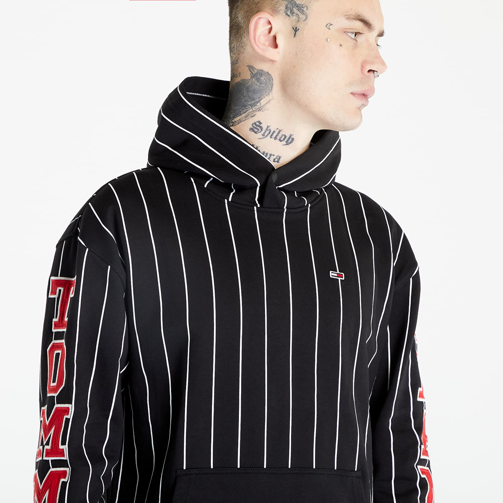 Hoodies and sweatshirts Tommy Jeans Relaxed Pinstripe Hoodie Black Queens
