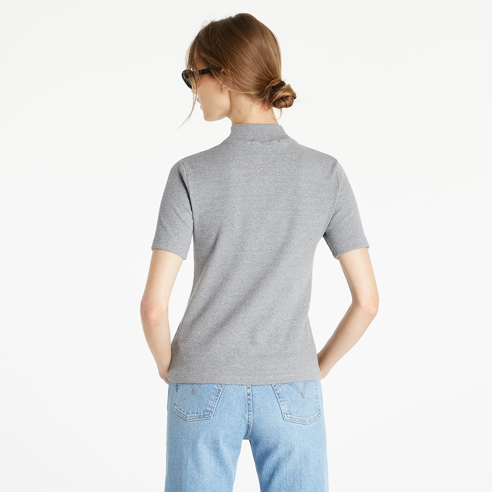 Koszulki CALVIN KLEIN JEANS Micro Branding Rib Baby Tee Grey Heather