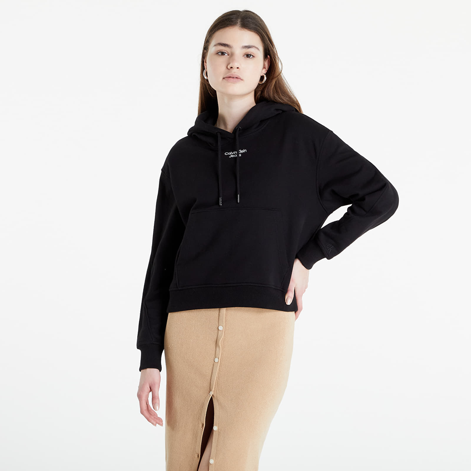 Bluzy CALVIN KLEIN JEANS Stacked Logo Hoodie Ck Black