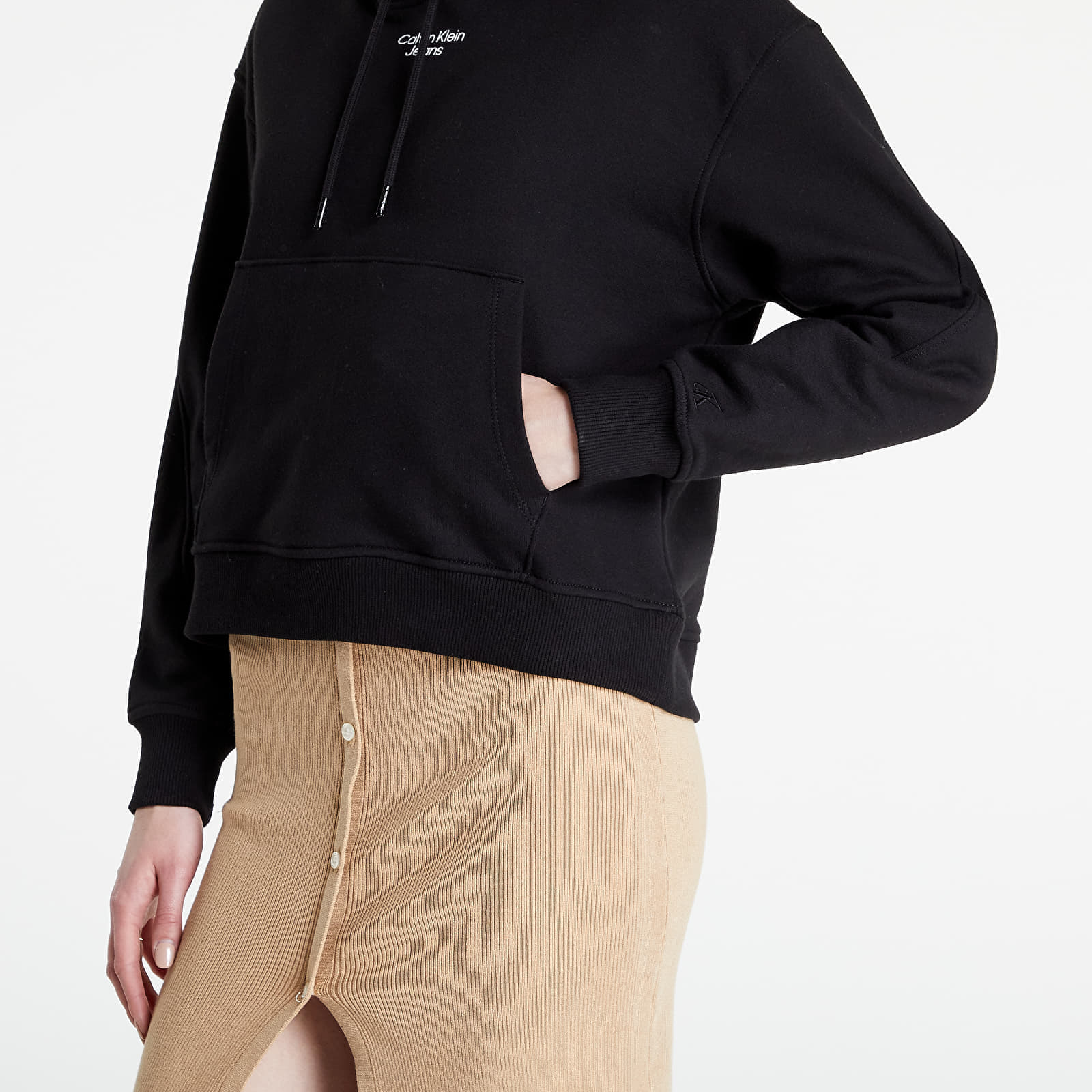 Bluzy CALVIN KLEIN JEANS Stacked Logo Hoodie Ck Black