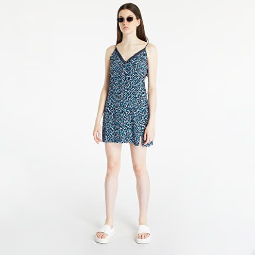 Φορέματα TOMMY JEANS Ditsy Floral Print Lace Trim Dress Blue