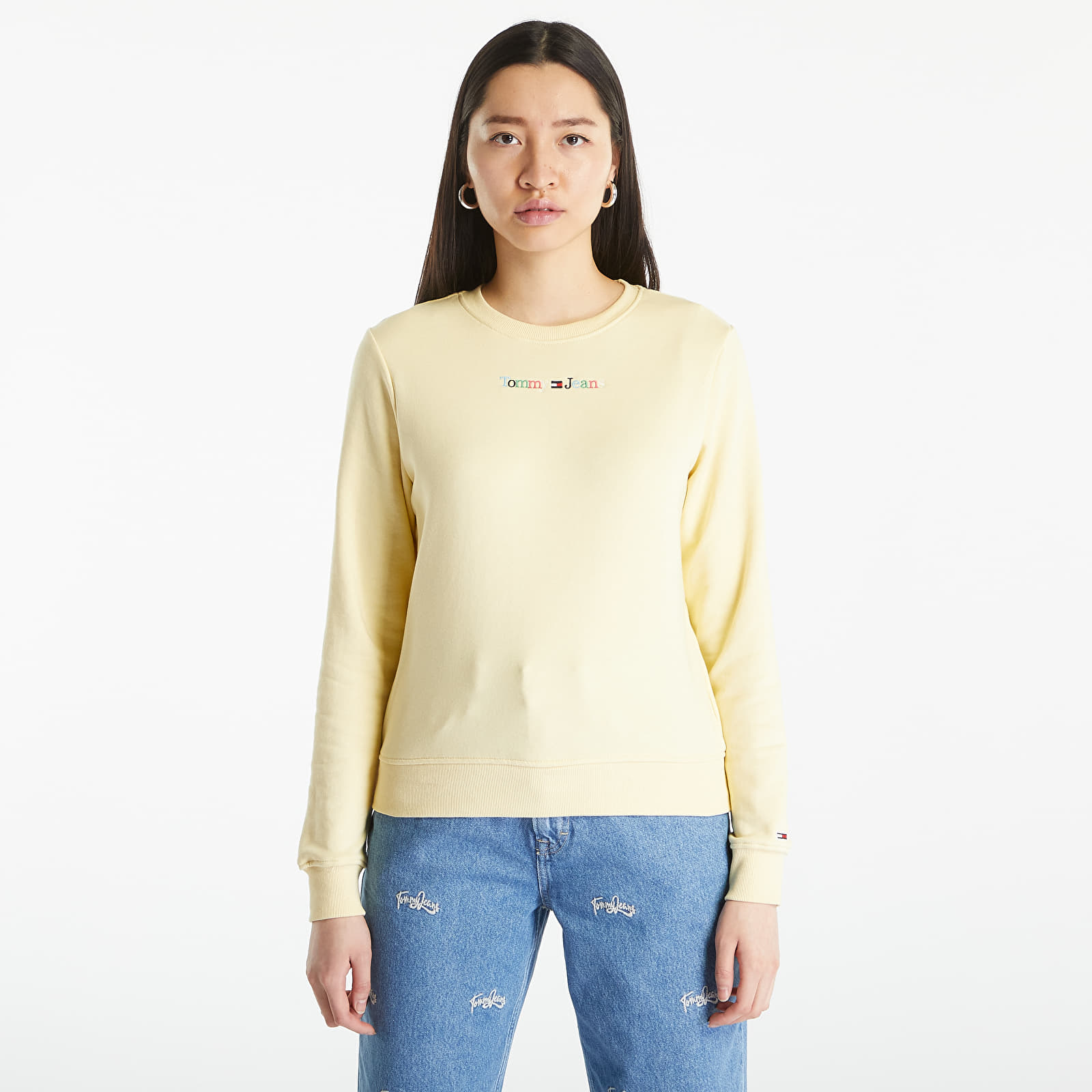 Mikiny Tommy Jeans Regular Color Serif Sweatshirt Yellow