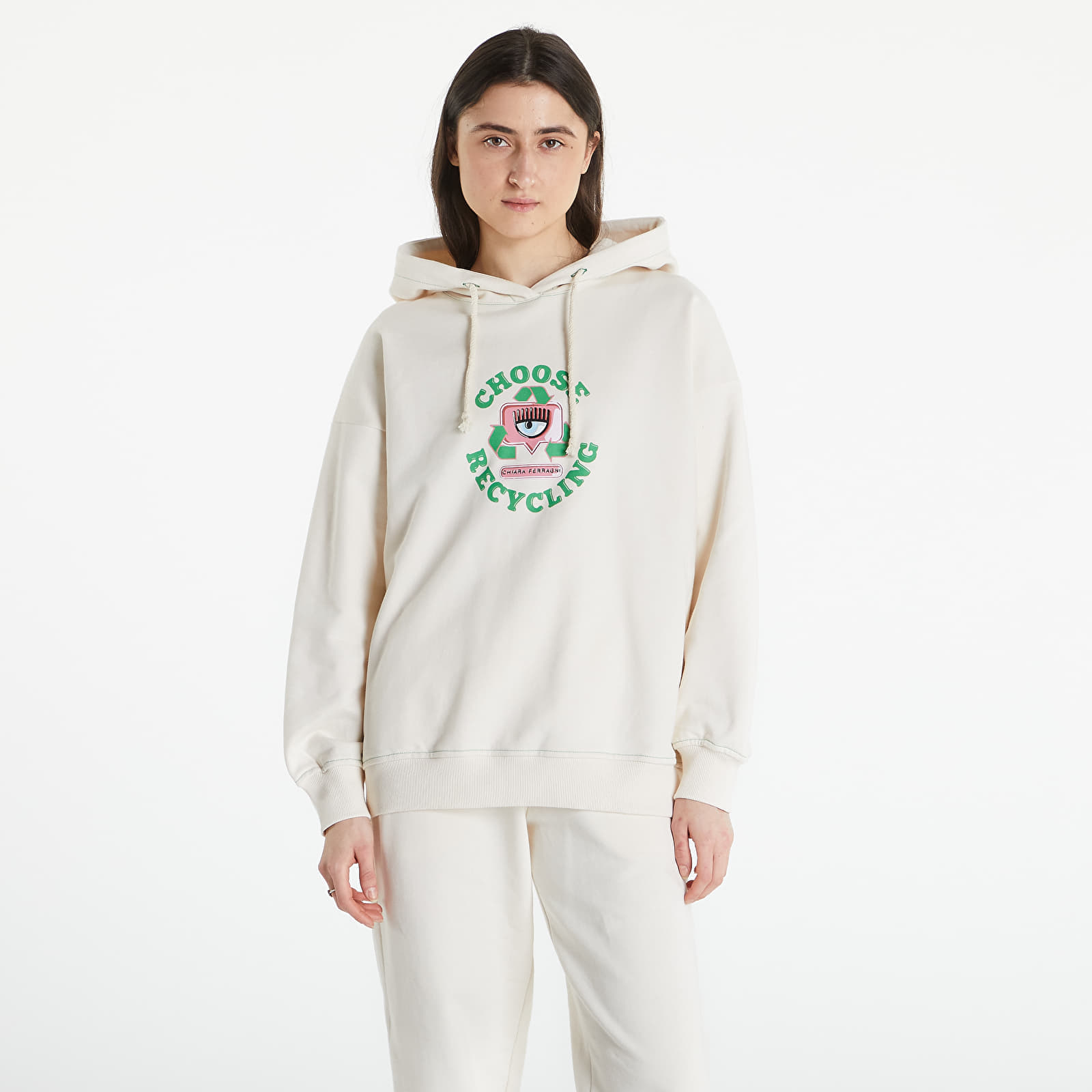 Bluzy Chiara Ferragni C Organic And Recycled Cotton Fleece Beige