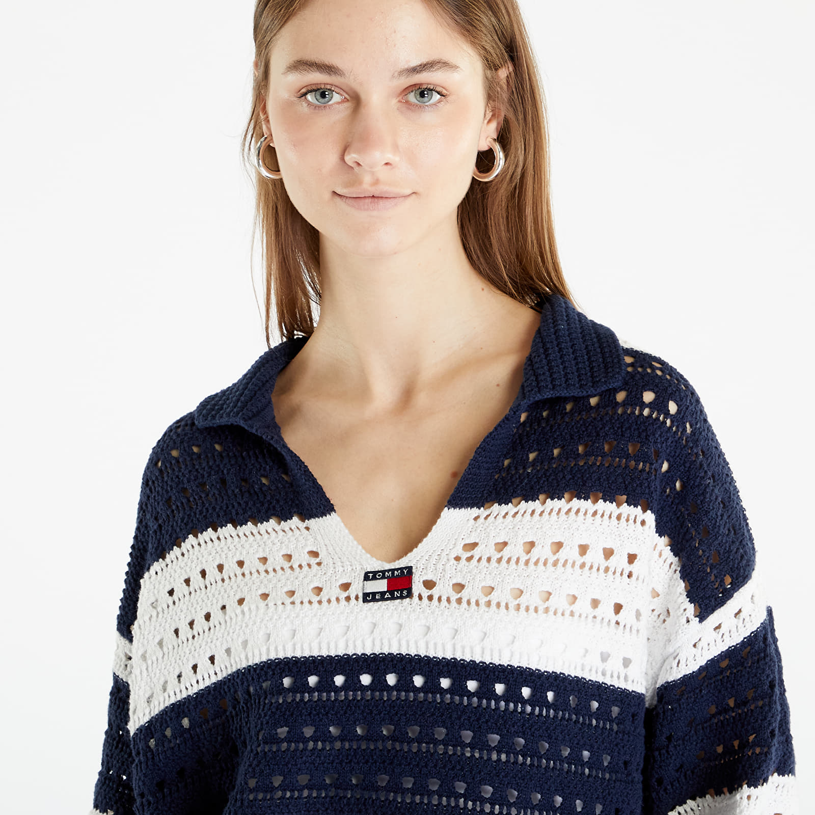 Svetre TOMMY JEANS Summer Crochet Sweater Blue