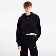 Sweatshirts and Sweaters Nike Sportswear Women s Velour Cropped Pullover Hoodie Black Sail Queens
