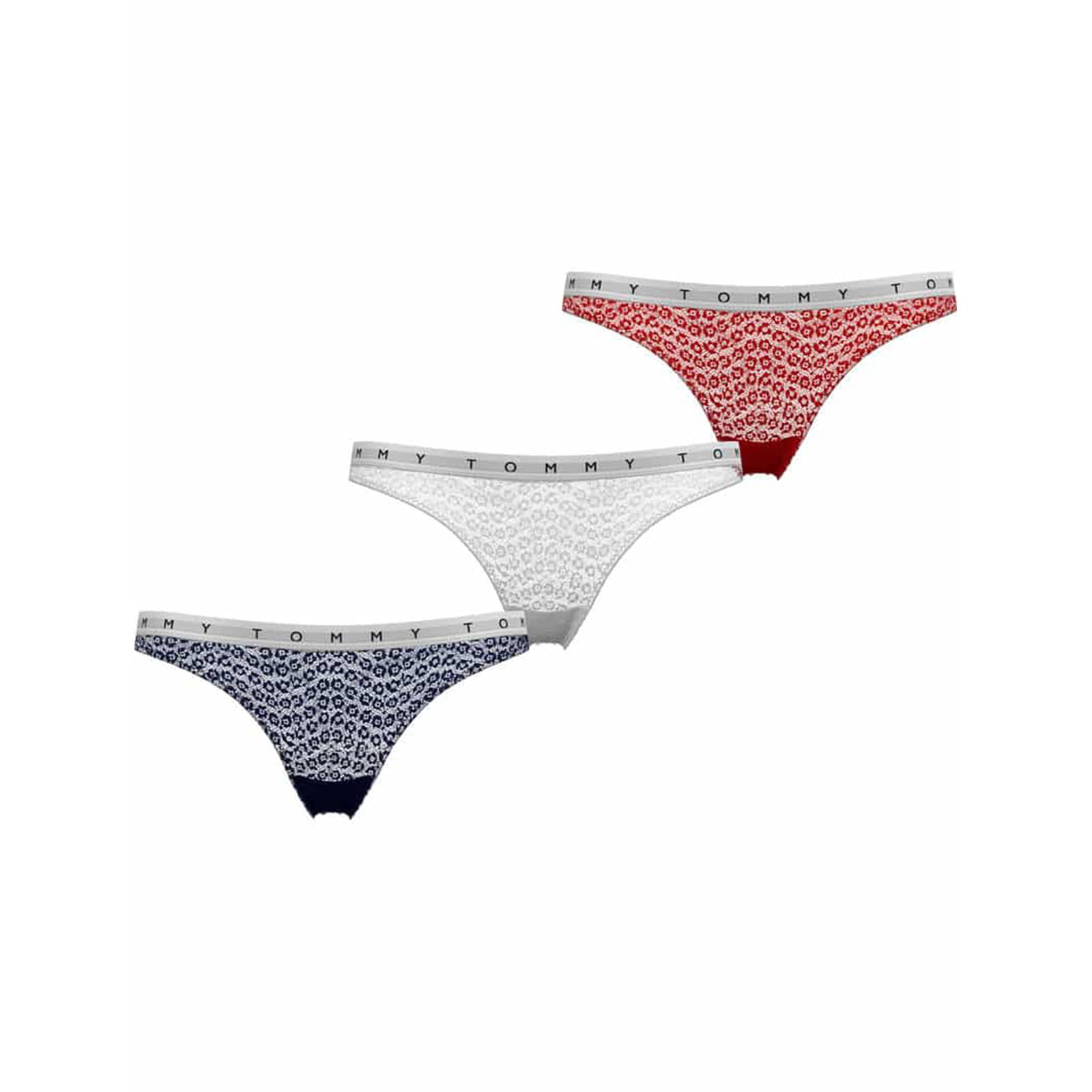 Hlačke  Tommy Hilfiger Lace 3 Pack Thong Desert Sky/ White/ Primary Red