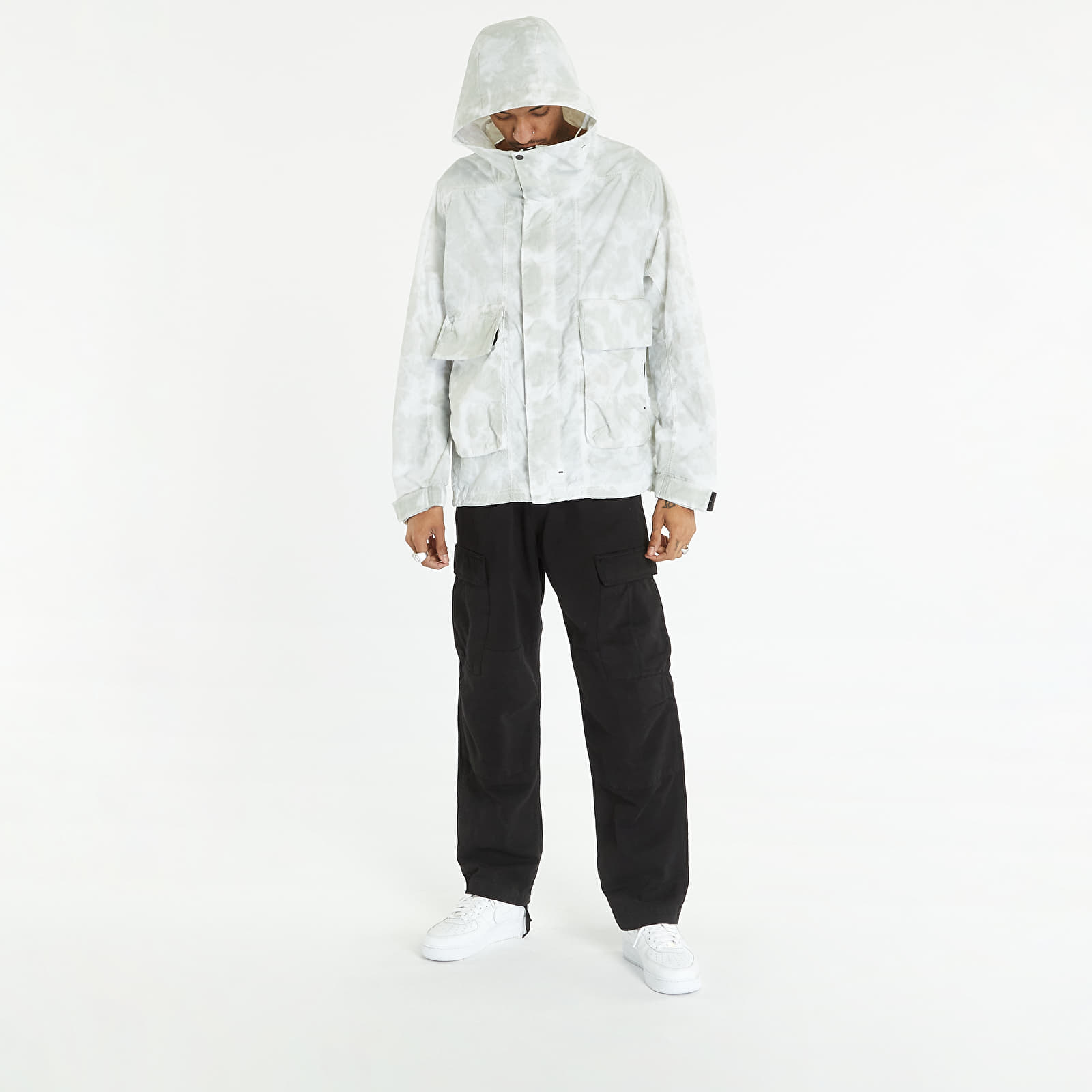 Větrovky Nike Sportswear Tech Pack Men's Woven Hooded Jacket Light Silver/ Black/ White