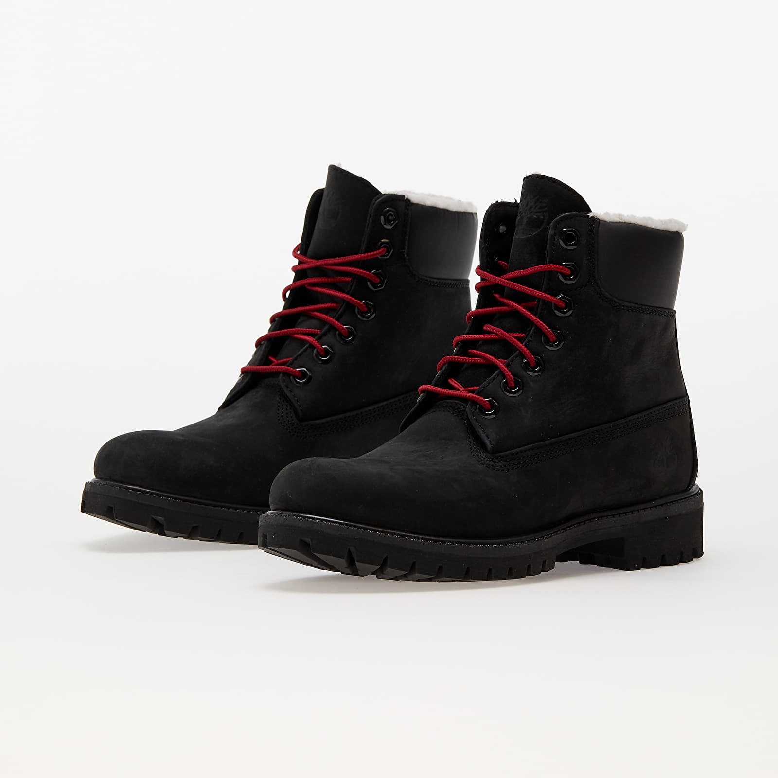 Black cheap fur timberlands