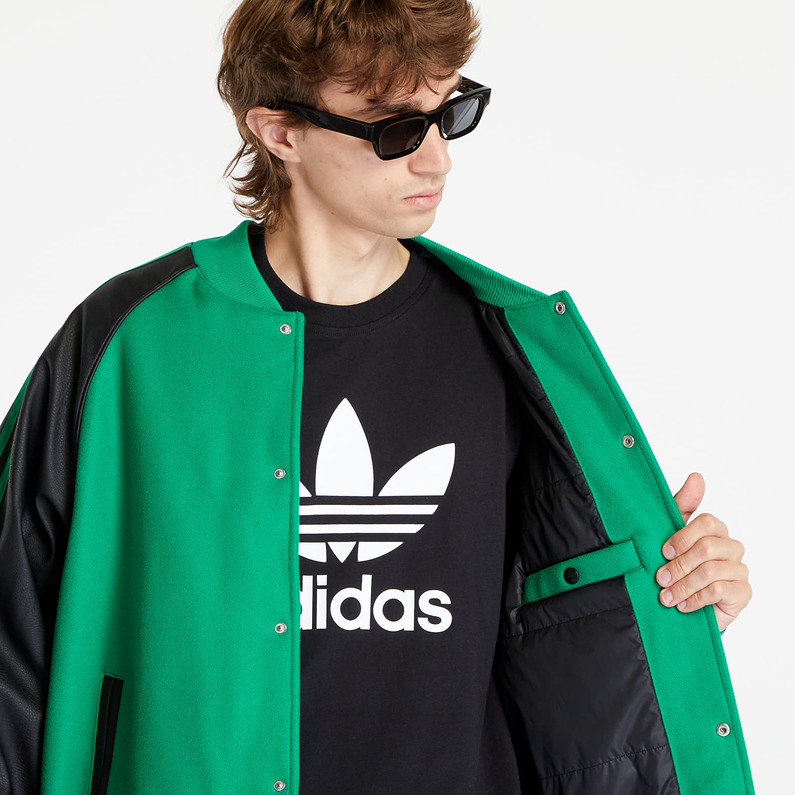 Jackets adidas Originals Sustainability Varsity Bomber Jacket Green Black Queens