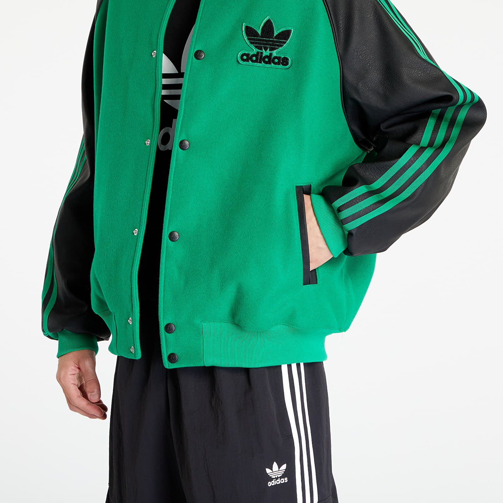 Jackets adidas Originals Sustainability Varsity Bomber Jacket Green Black Queens