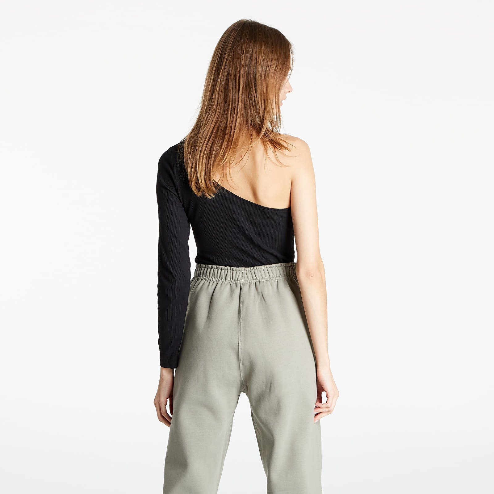 Topy TOMMY JEANS Tiny Tommy 1 Asymetric Rib Black