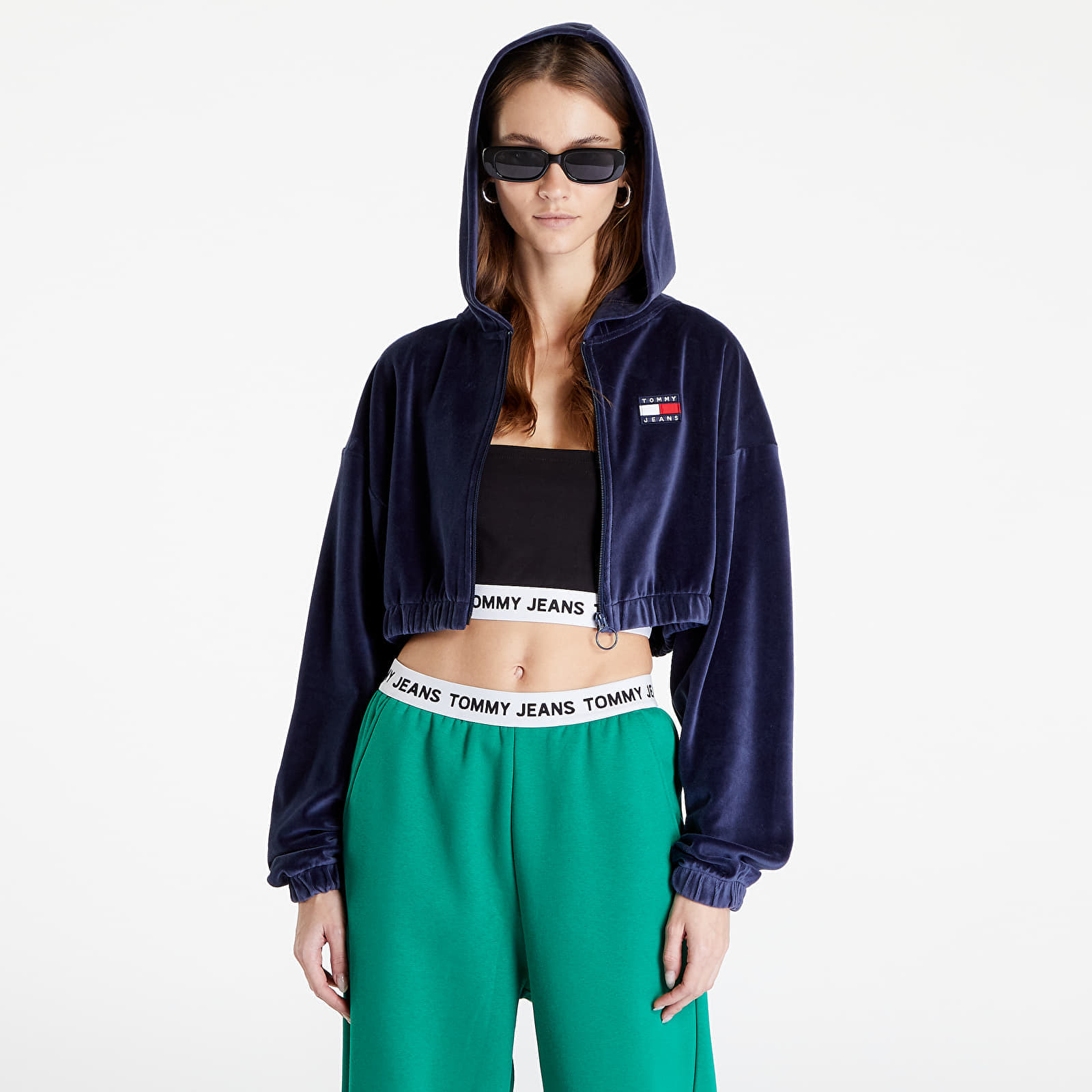 Sweatshirts und Pullover Tommy Jeans Super Crop Velour Zip Thru Twilight Navy