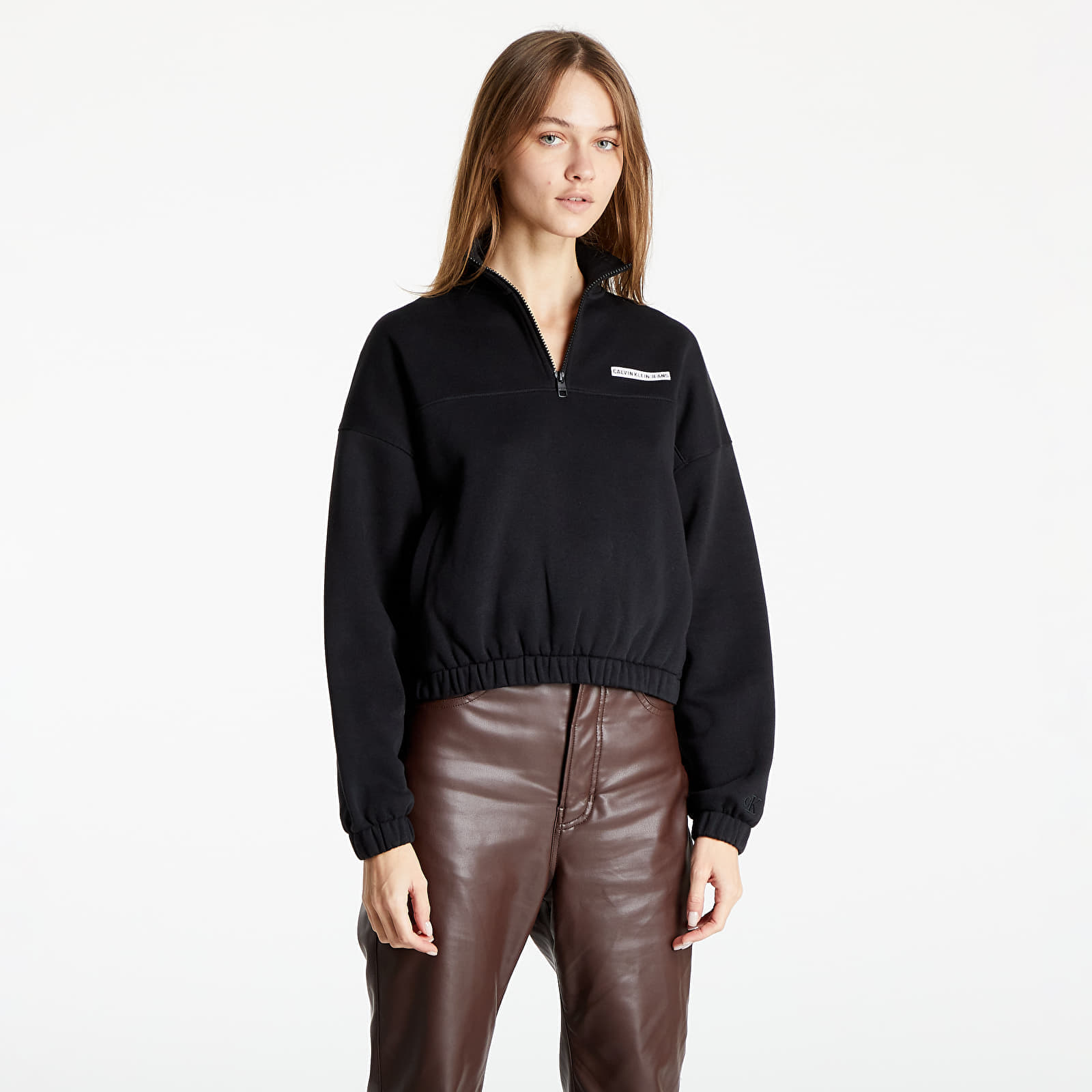 Mikiny CALVIN KLEIN JEANS Micro Flock Half Zip Ck Black