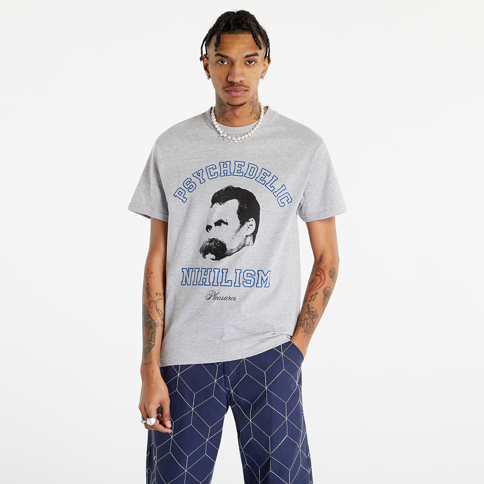 T-shirts PLEASURES Psychedelic Nihilism T-Shirt Heather Grey