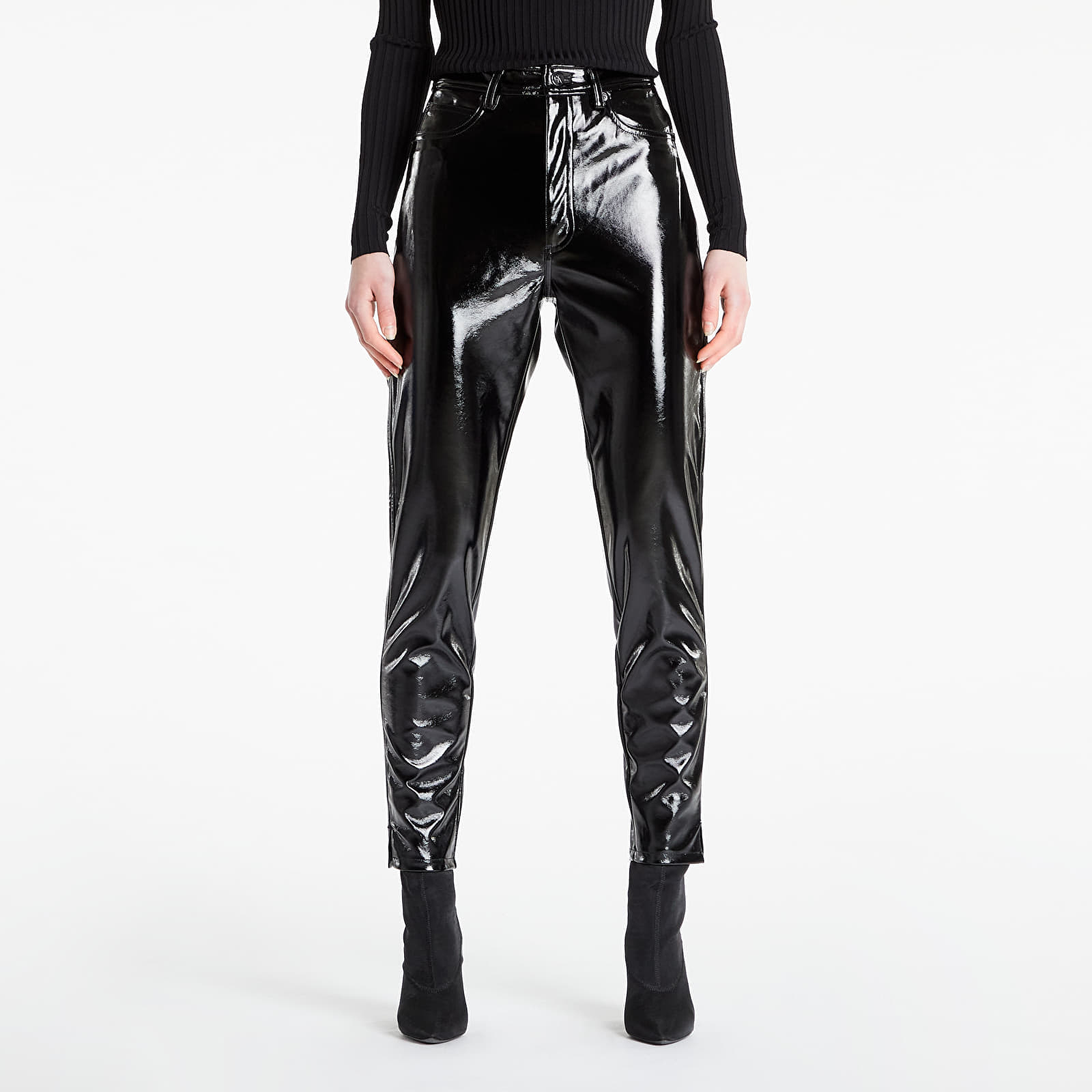 Spodnie CALVIN KLEIN JEANS Lacquer High Waisted Pant Ck Black