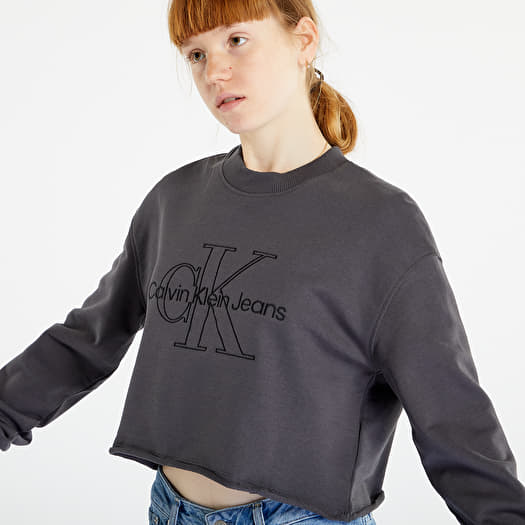 sweatshirts KLEIN Black and Hoodies Sweatshirt Embroidered Washed Queens CALVIN | Monologo JEANS