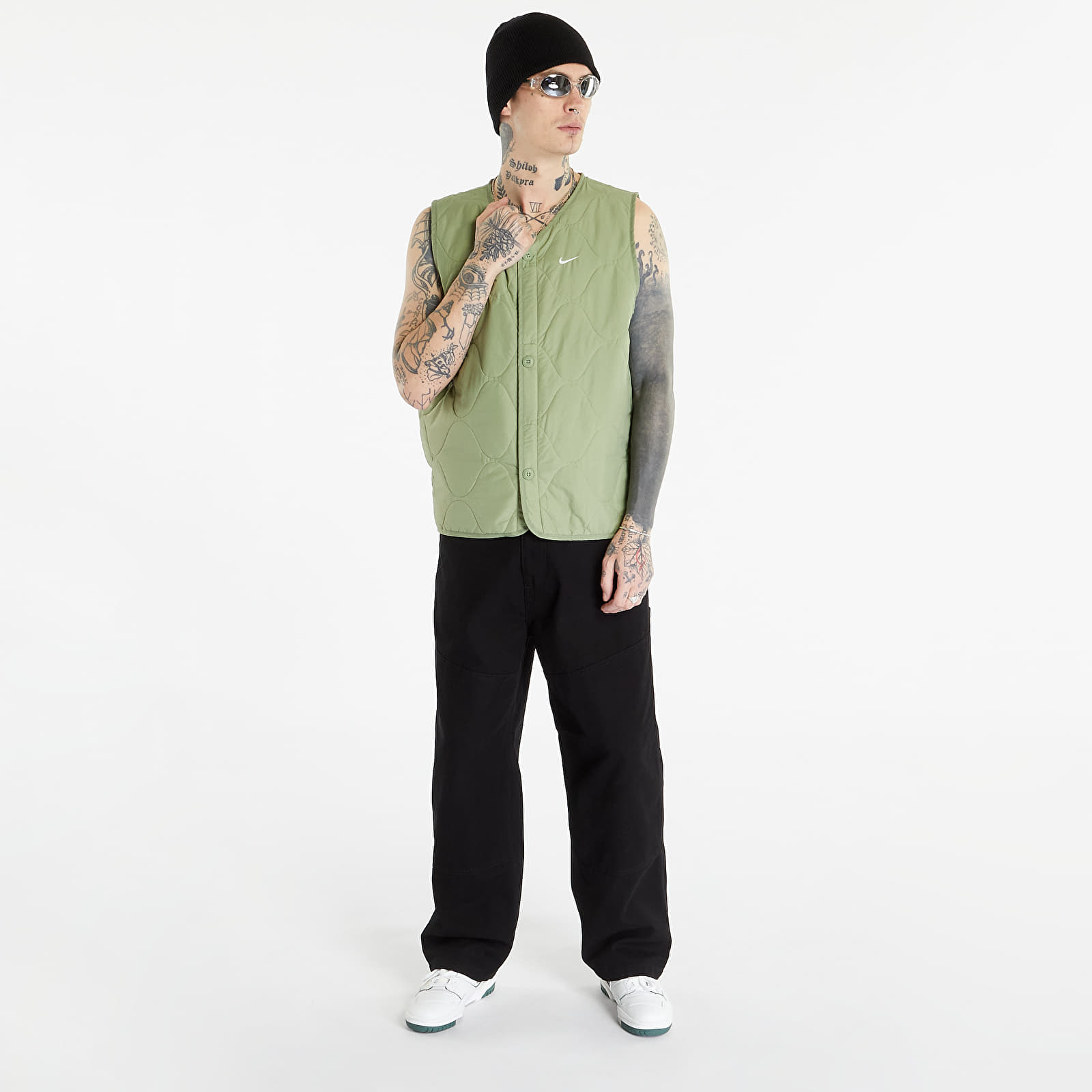 Vests Nike Life Men's Woven Insulated Military Vest Oil Green/ White