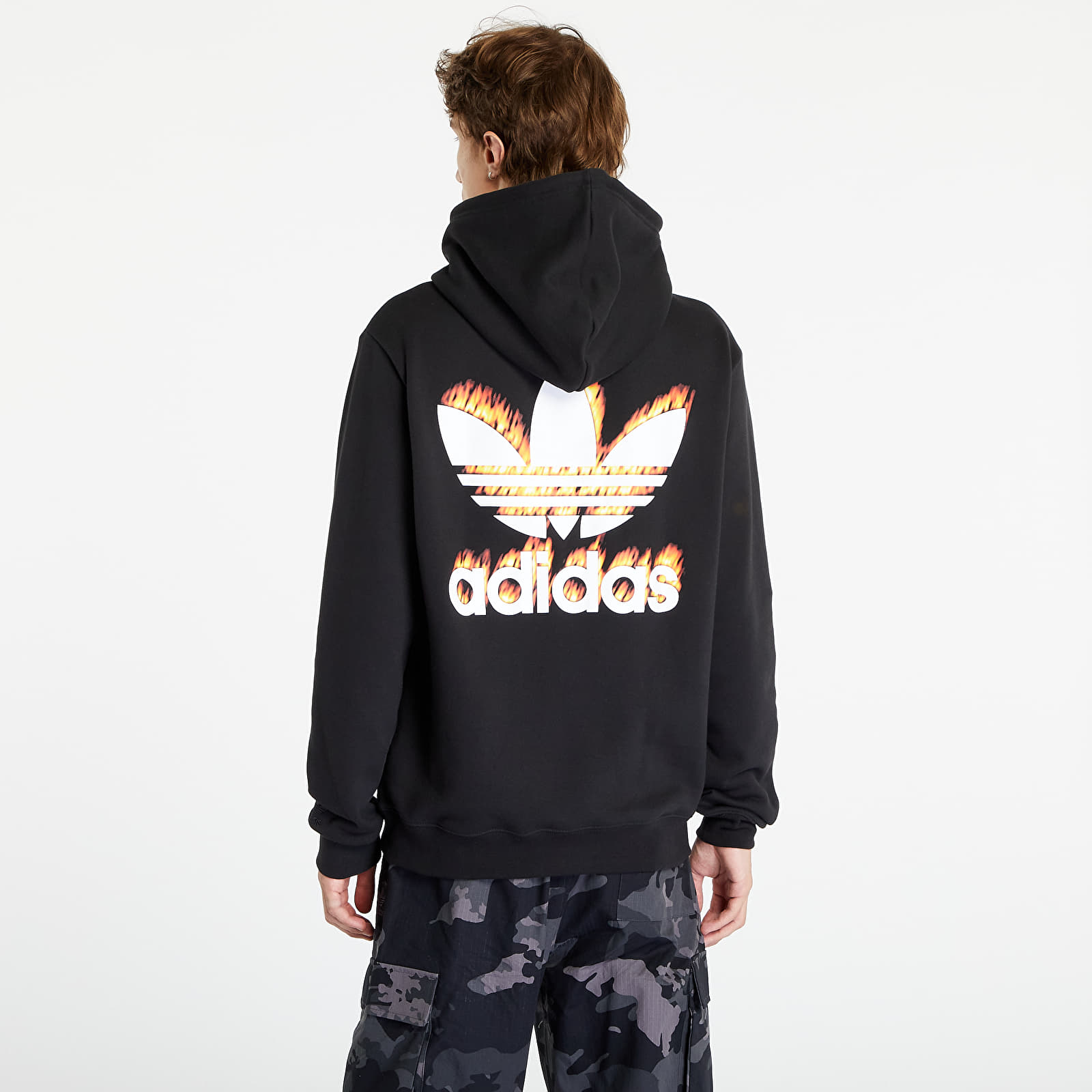 Adidas men s trefoil logo sales graphic pouch pocket pullover hoodie