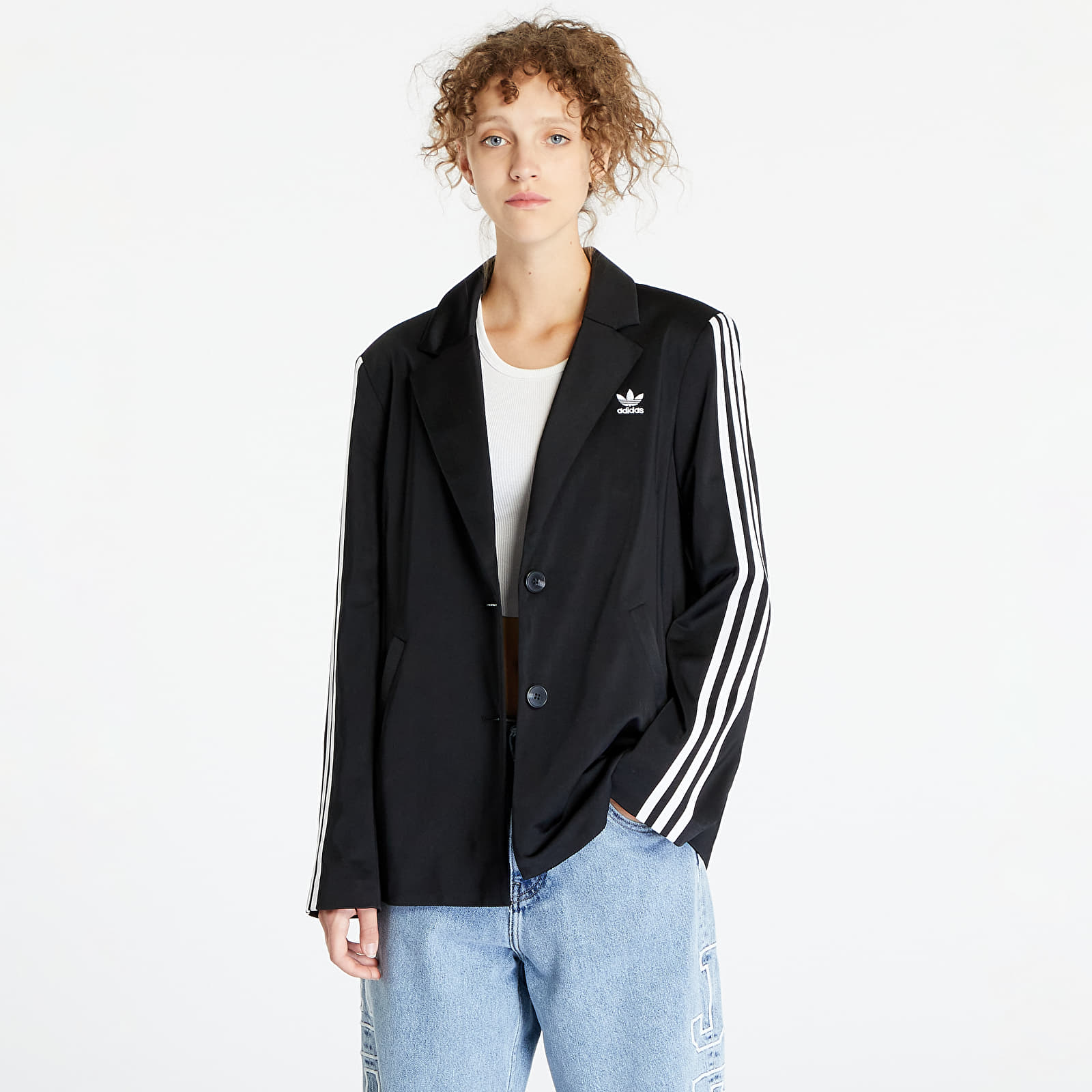 Adidas black and white striped jacket hotsell