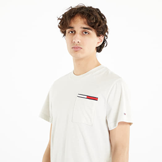 T-shirt TOMMY JEANS Essential Flag Pocket Short Sleeve Tee White Heather