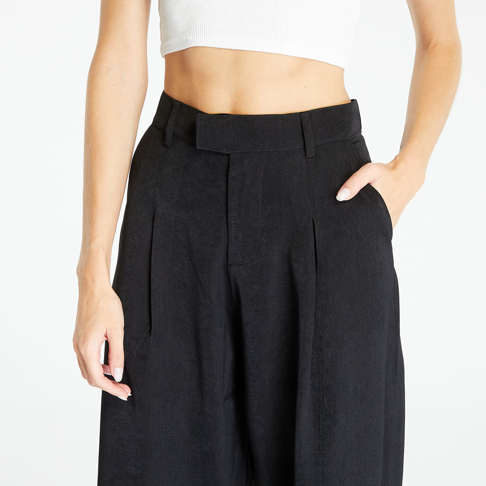 Bikses Sixth June Wide Leg Pants W/ Reverse Belt Black