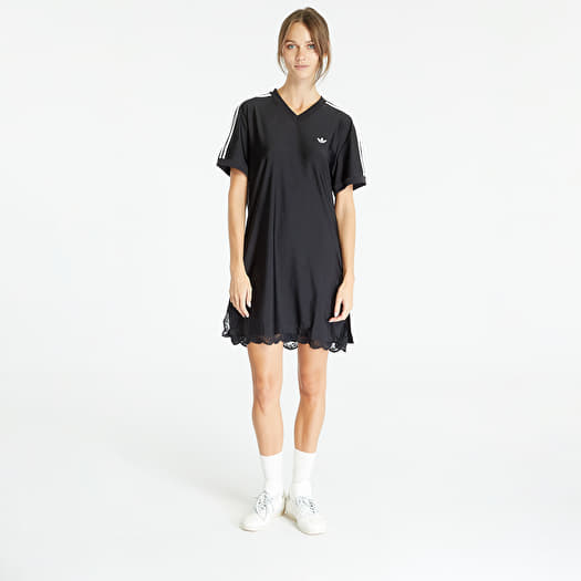 Šaty adidas Originals Lace Trim Short Sleeve Tee Dress Black | Queens