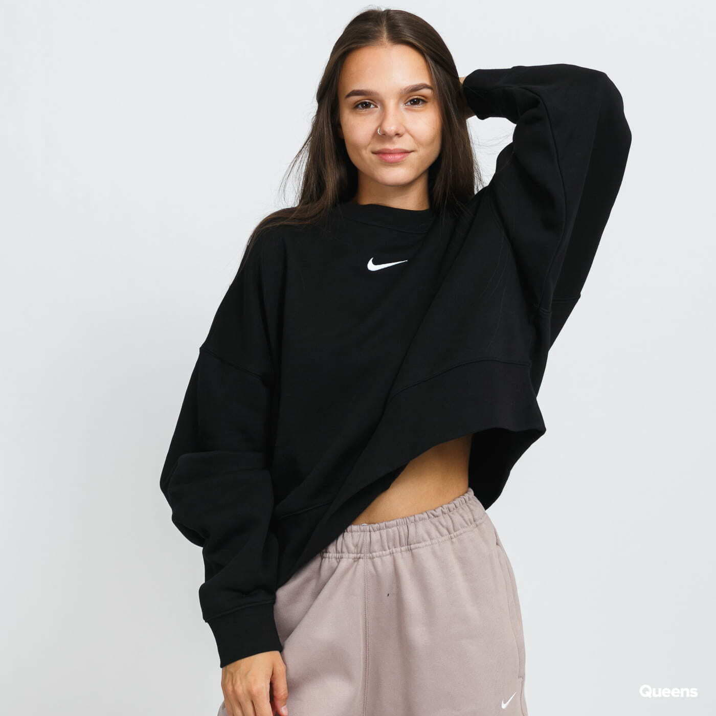Hoodies and sweatshirts Nike Oversized Fleece Crew Sweatshirt černá