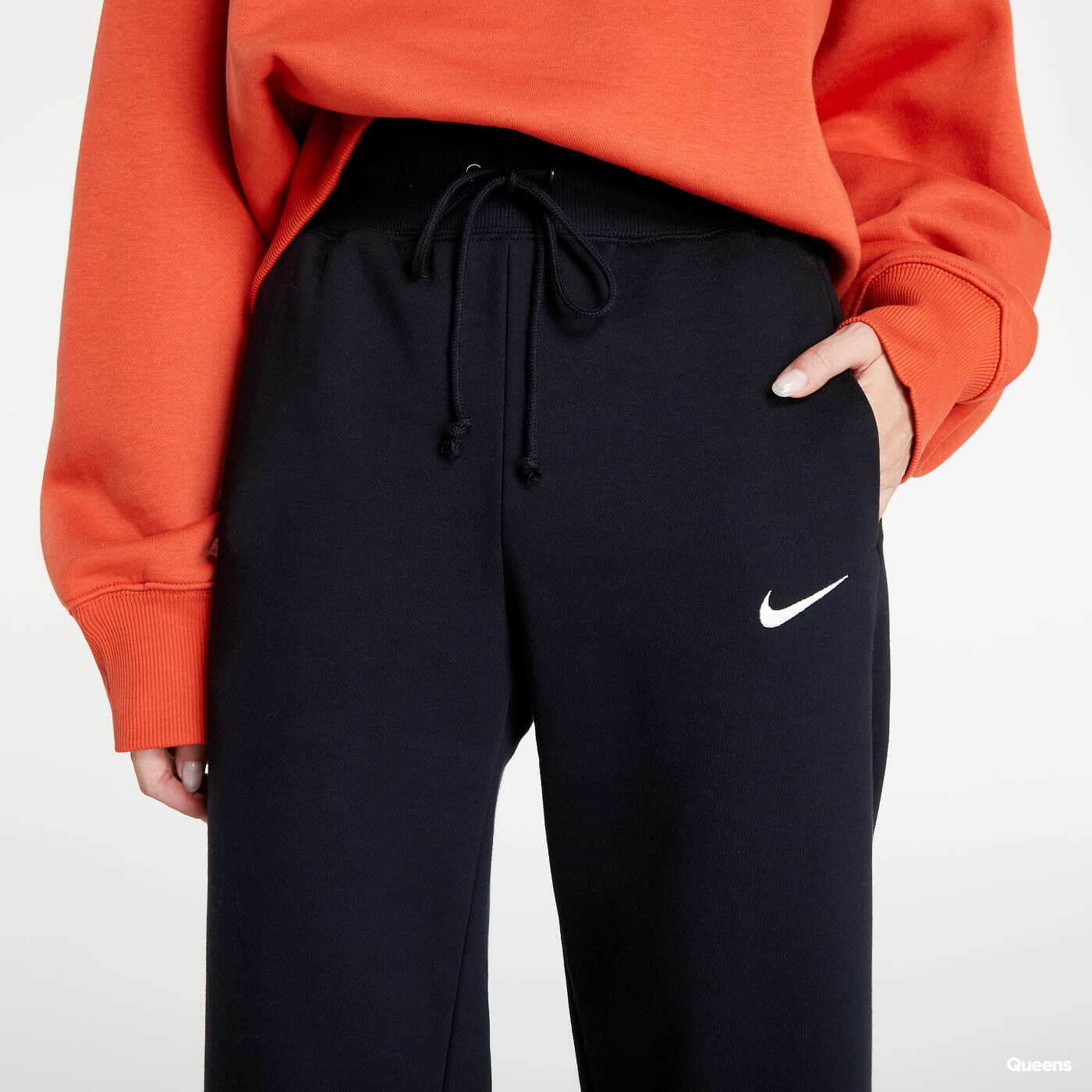Pantalones Nike NSW Phoenix Fleece Women's High-Rise Wide-Leg Pants Black/ Sail