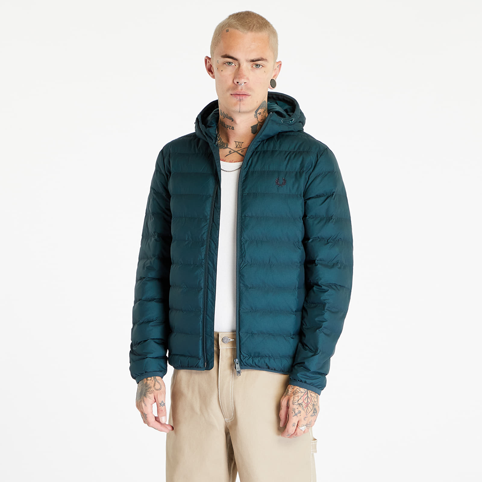 Bundy FRED PERRY Hooded Insulated Jacket Petrol Blue