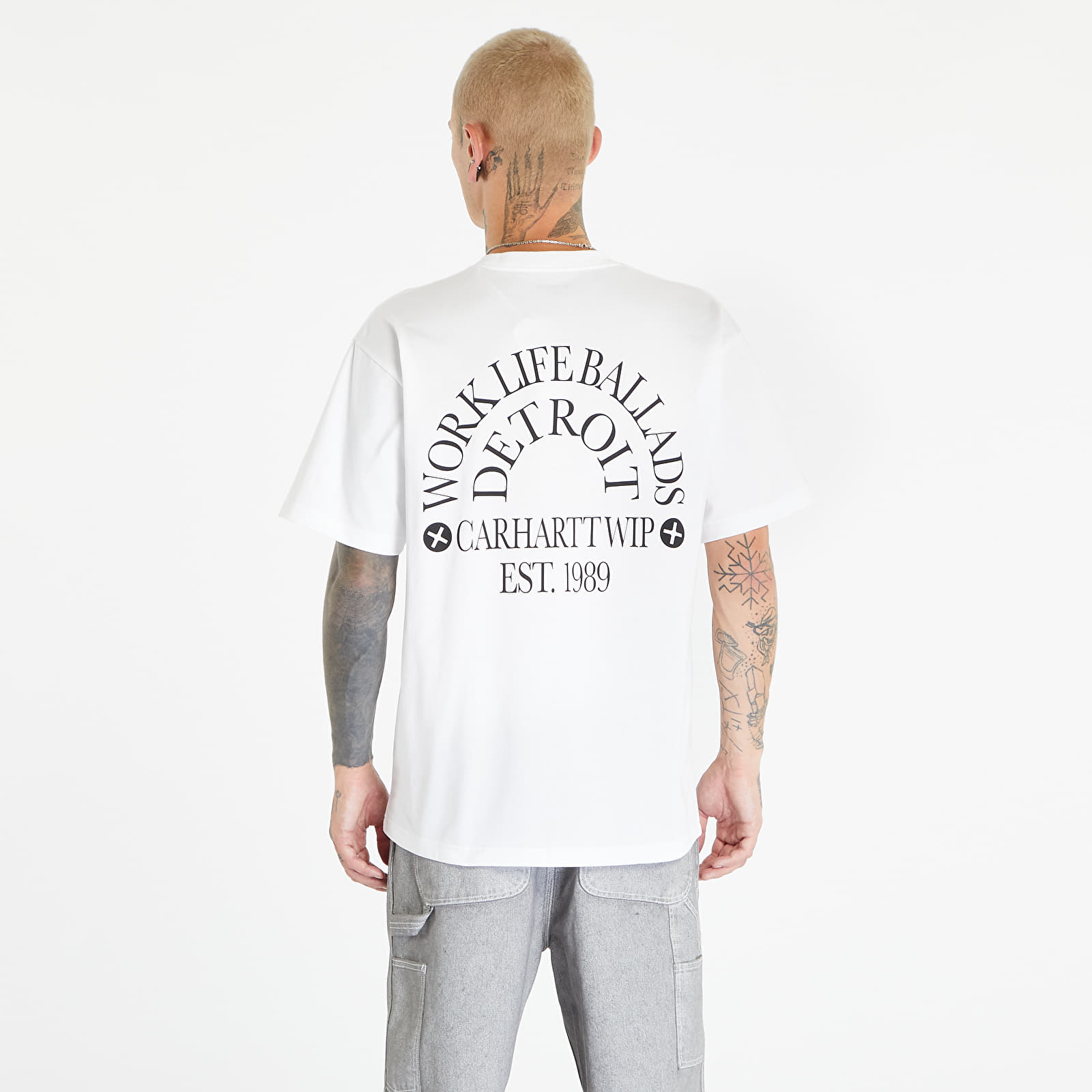 T-särgid Carhartt WIP S/S Work Varsity T-Shirt White/ Black