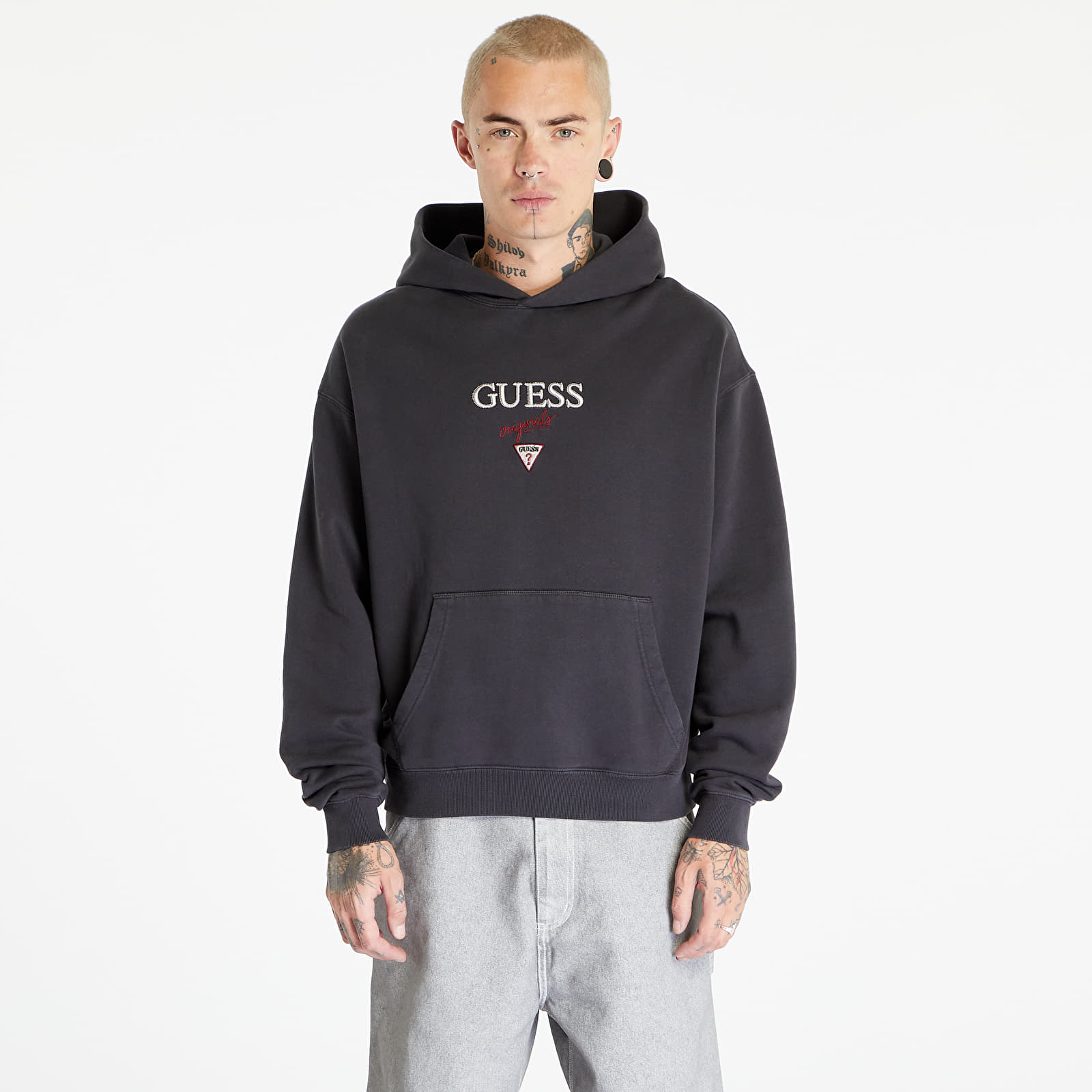 Hanorac GUESS Baker Logo Hoodie Jet Black Multi