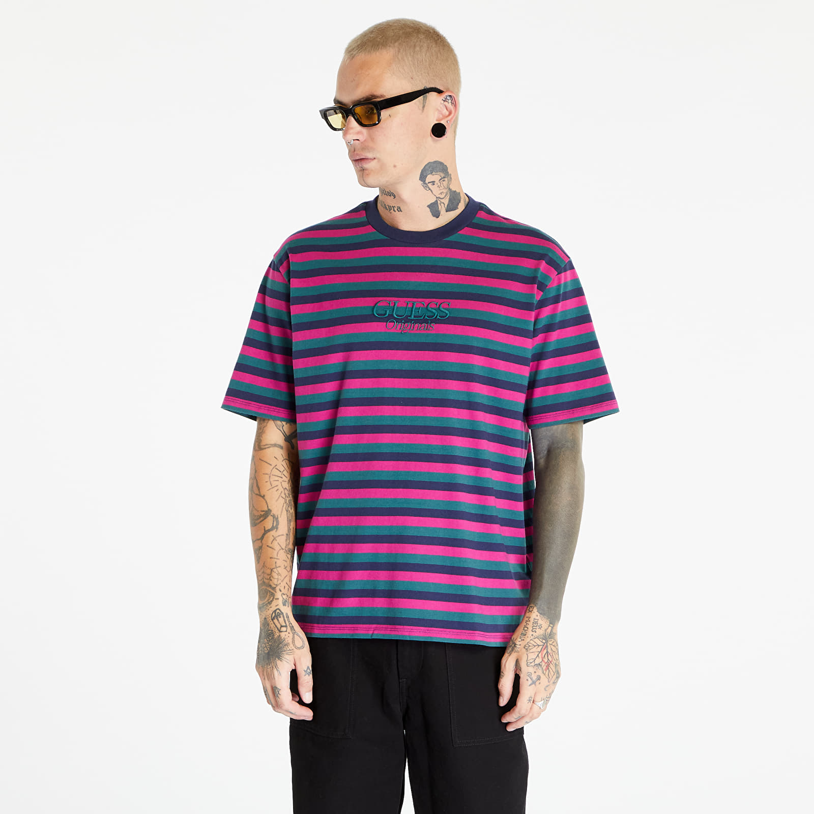 Guess peer striped hot sale tee