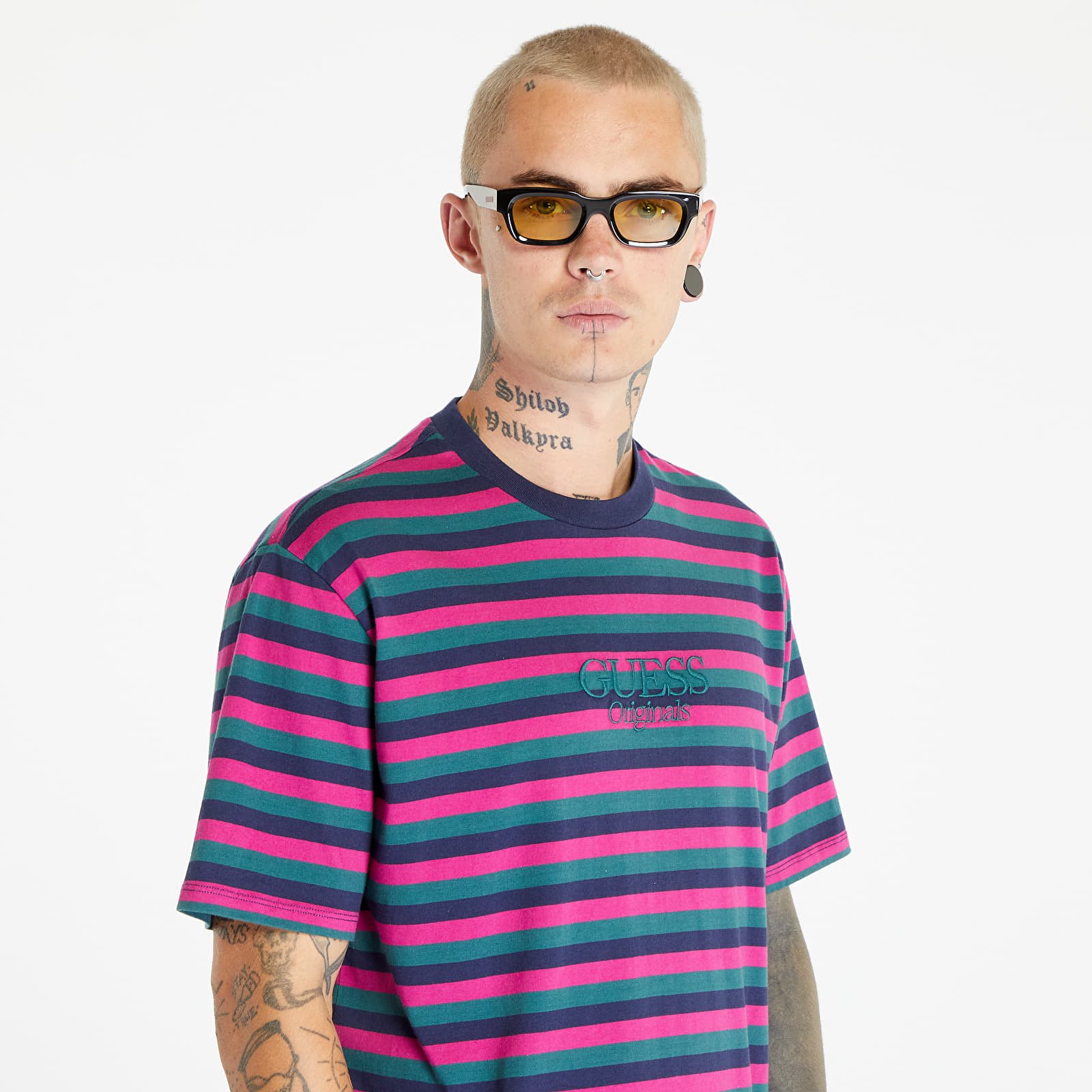 T-shirts GUESS Horizontal Stripe Tee Cave Blue Multi