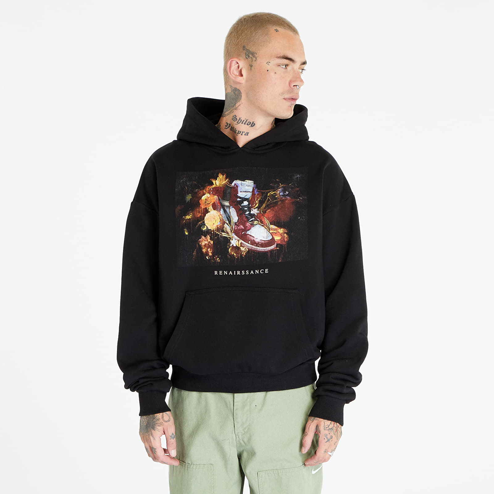 Mikiny Urban Classics Renairssance Painting Oversize Hoodie Black