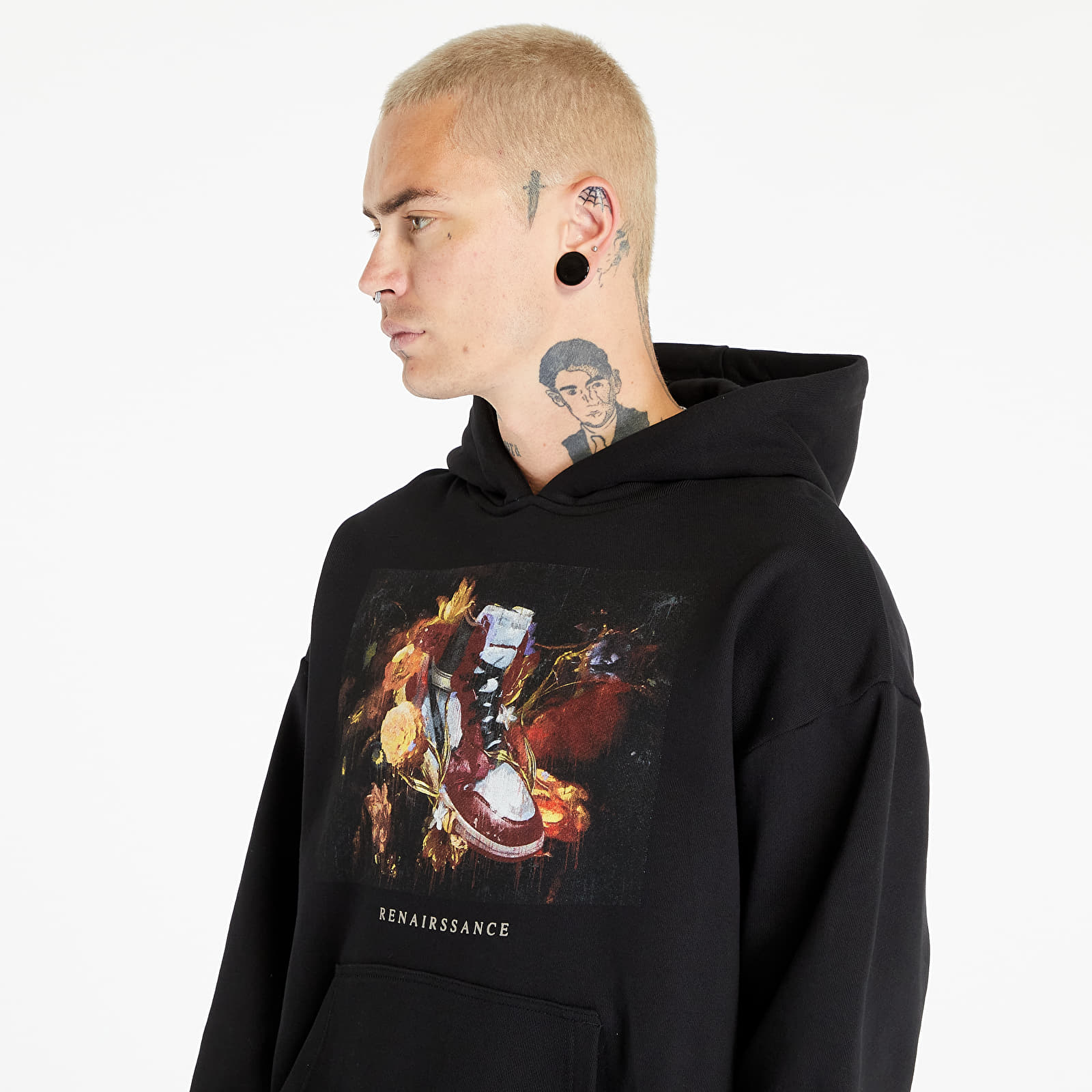 Mikiny Urban Classics Renairssance Painting Oversize Hoodie Black