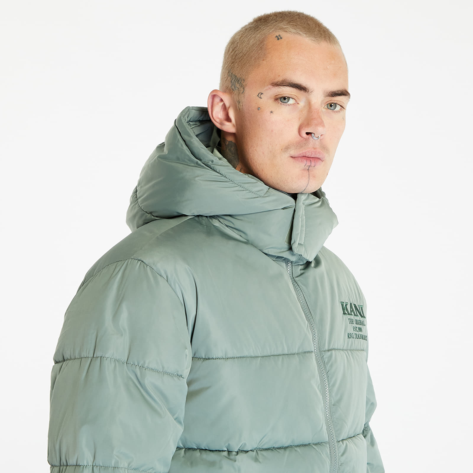 Jacken und Mantel Karl Kani Retro Hooded Puffer Jacket Dusty Green Queens