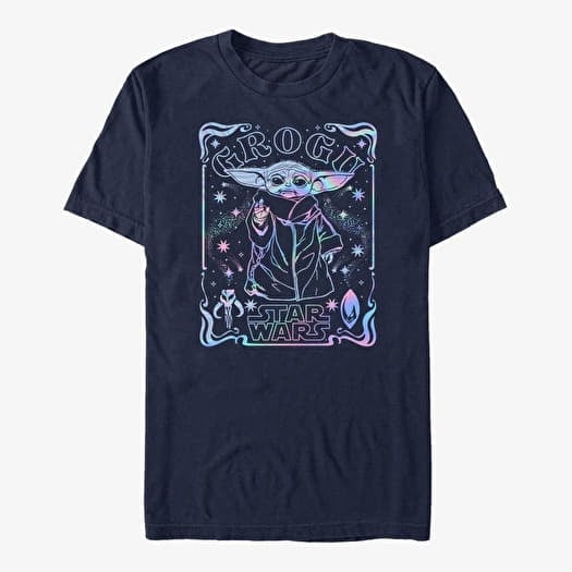T-shirt Merch Star Wars: The Mandalorian - Grogu Holographic Unisex T-Shirt Navy Blue