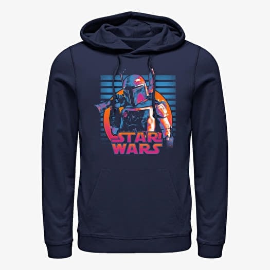 Sweatshirt Merch Star Wars: Classic - Neon Fett Unisex Hoodie Navy Blue