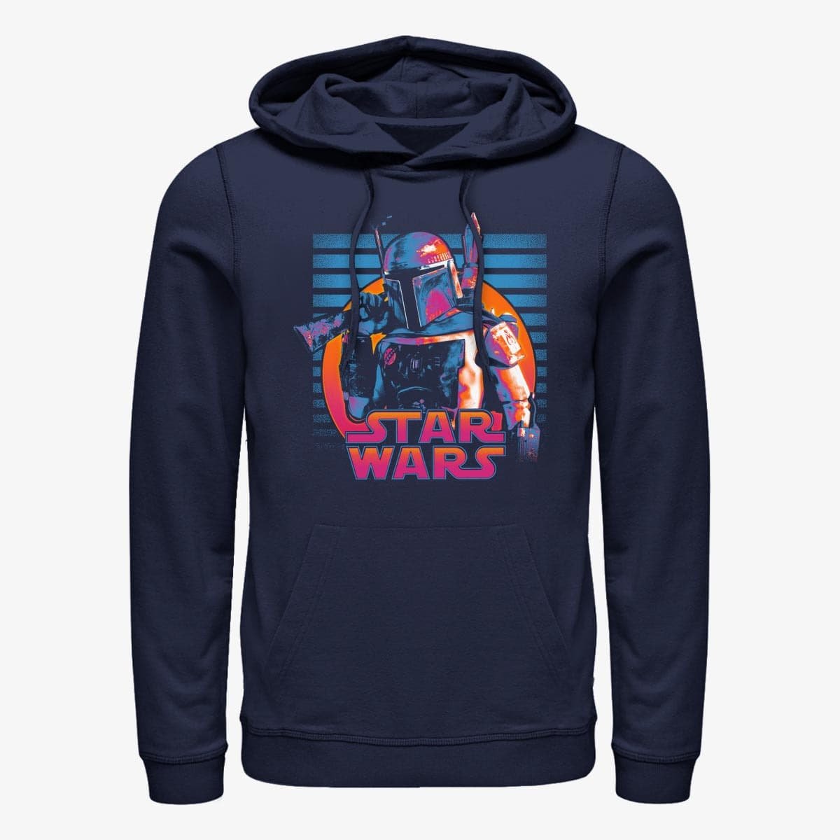 Hættetrøjer og sweatshirts Merch Star Wars: Classic - Neon Fett Unisex Hoodie Navy Blue