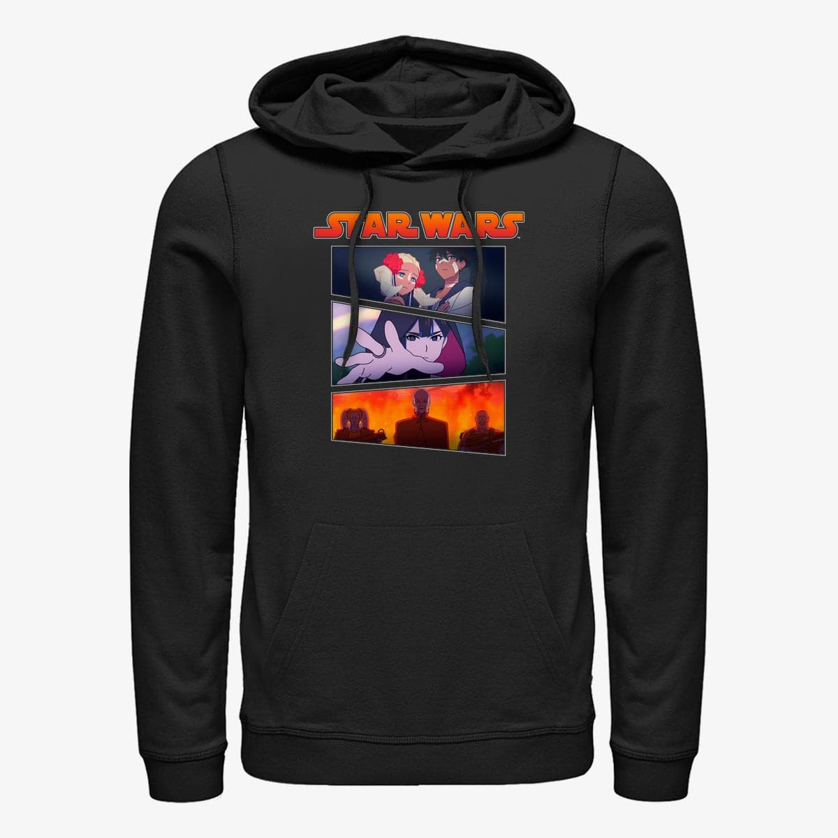 Hanorace Merch Star Wars: Visions - Village Bride Panels Unisex Hoodie Black