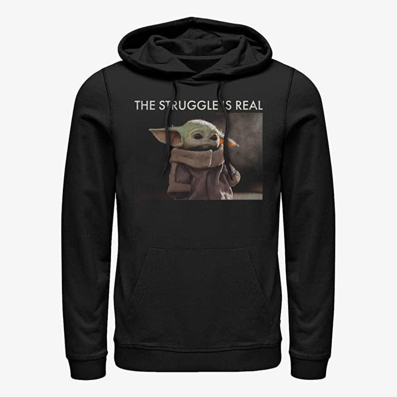 Sweatshirt Merch Star Wars: The Mandalorian - Baby Yoda Meme Unisex Hoodie Black